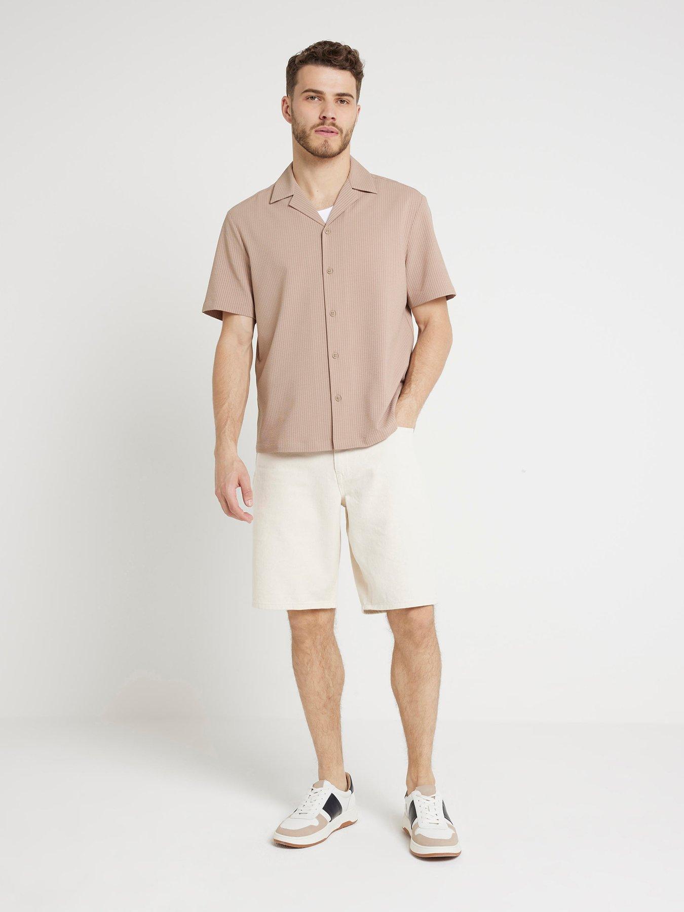 river-island-short-sleeve-seersucker-revere-shirt-light-brown