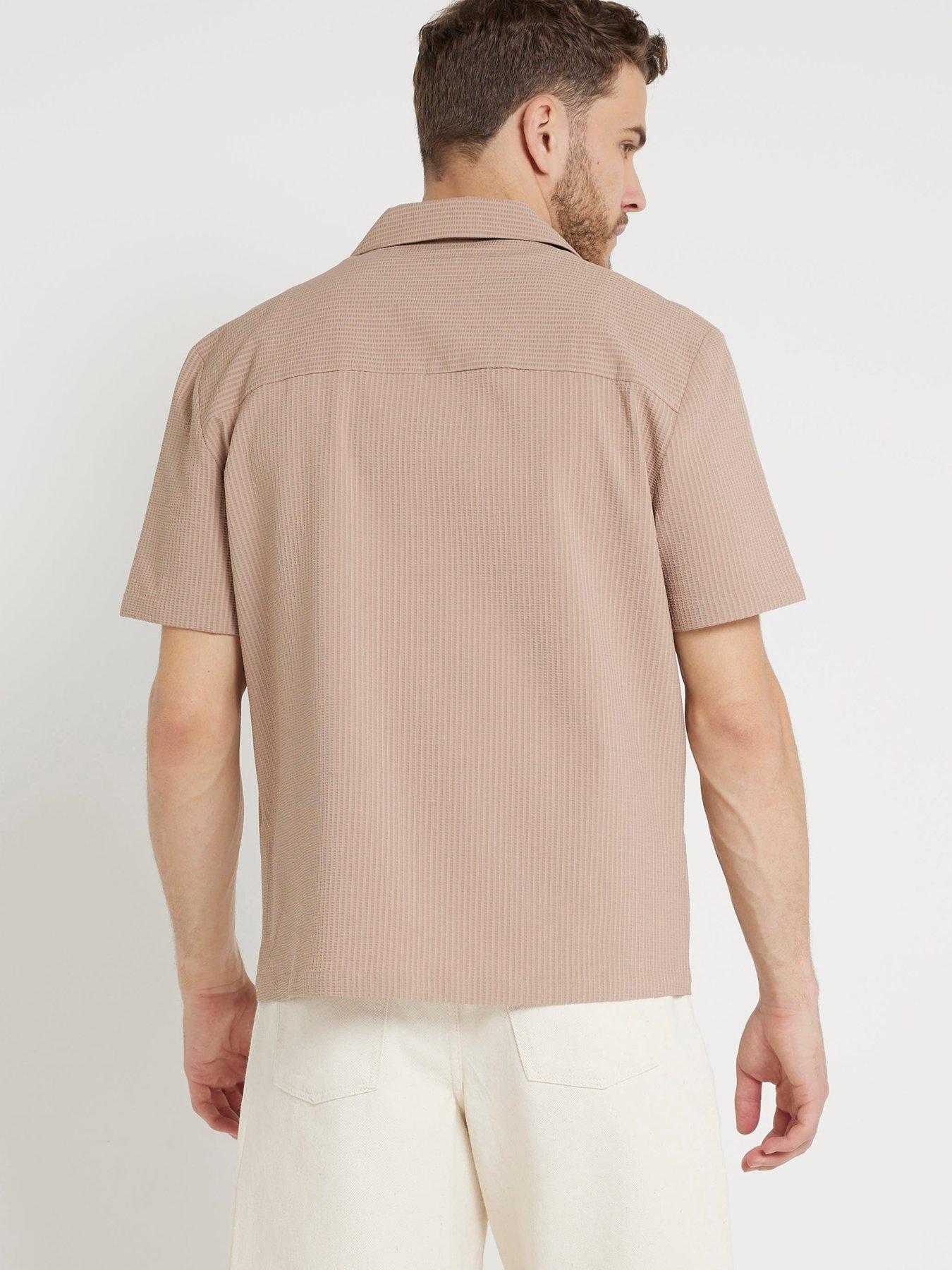 river-island-short-sleeve-seersucker-revere-shirt-light-brownstillFront