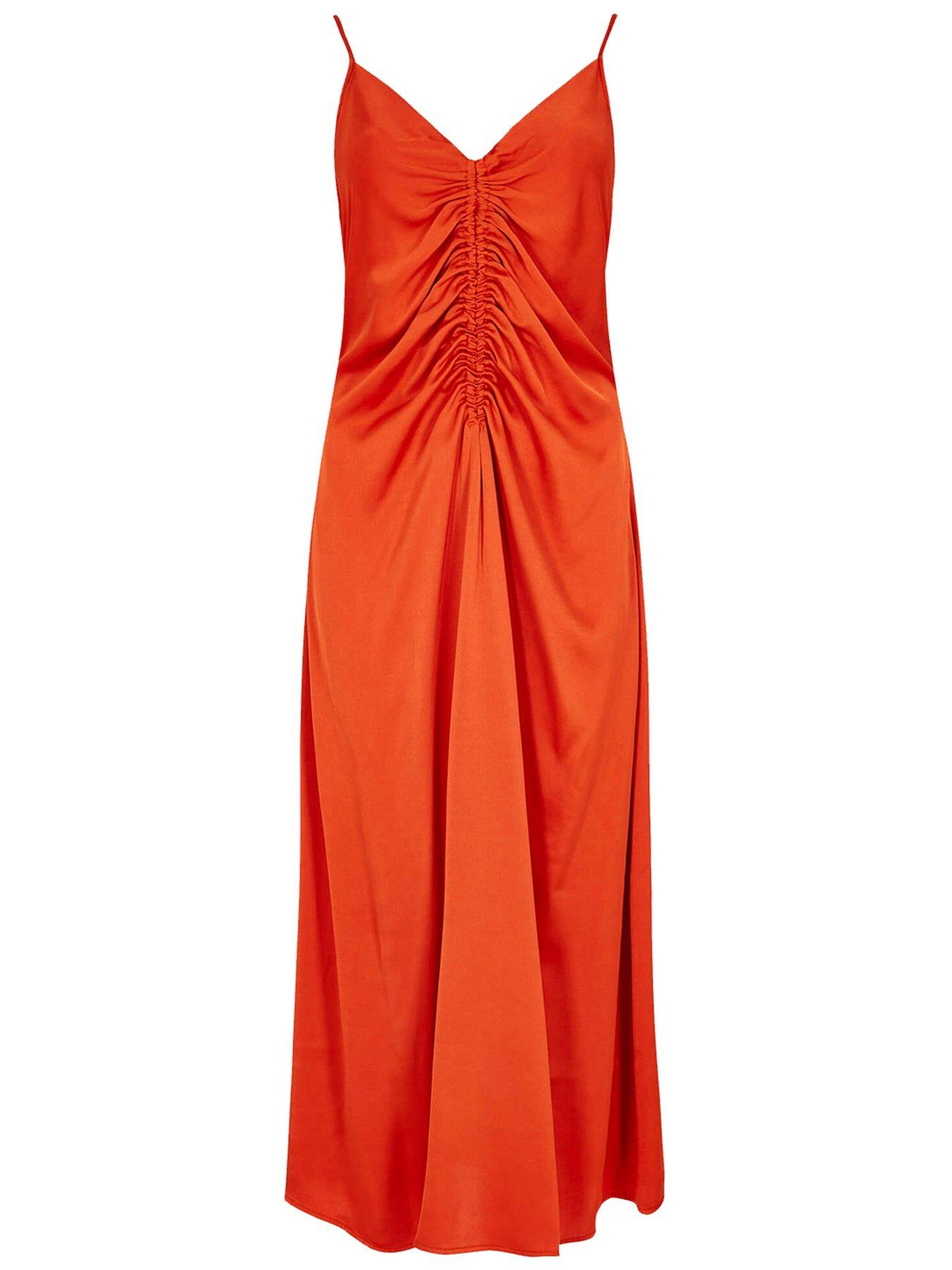 apricot-apricot-satin-ruched-a-line-midi-dressstillFront