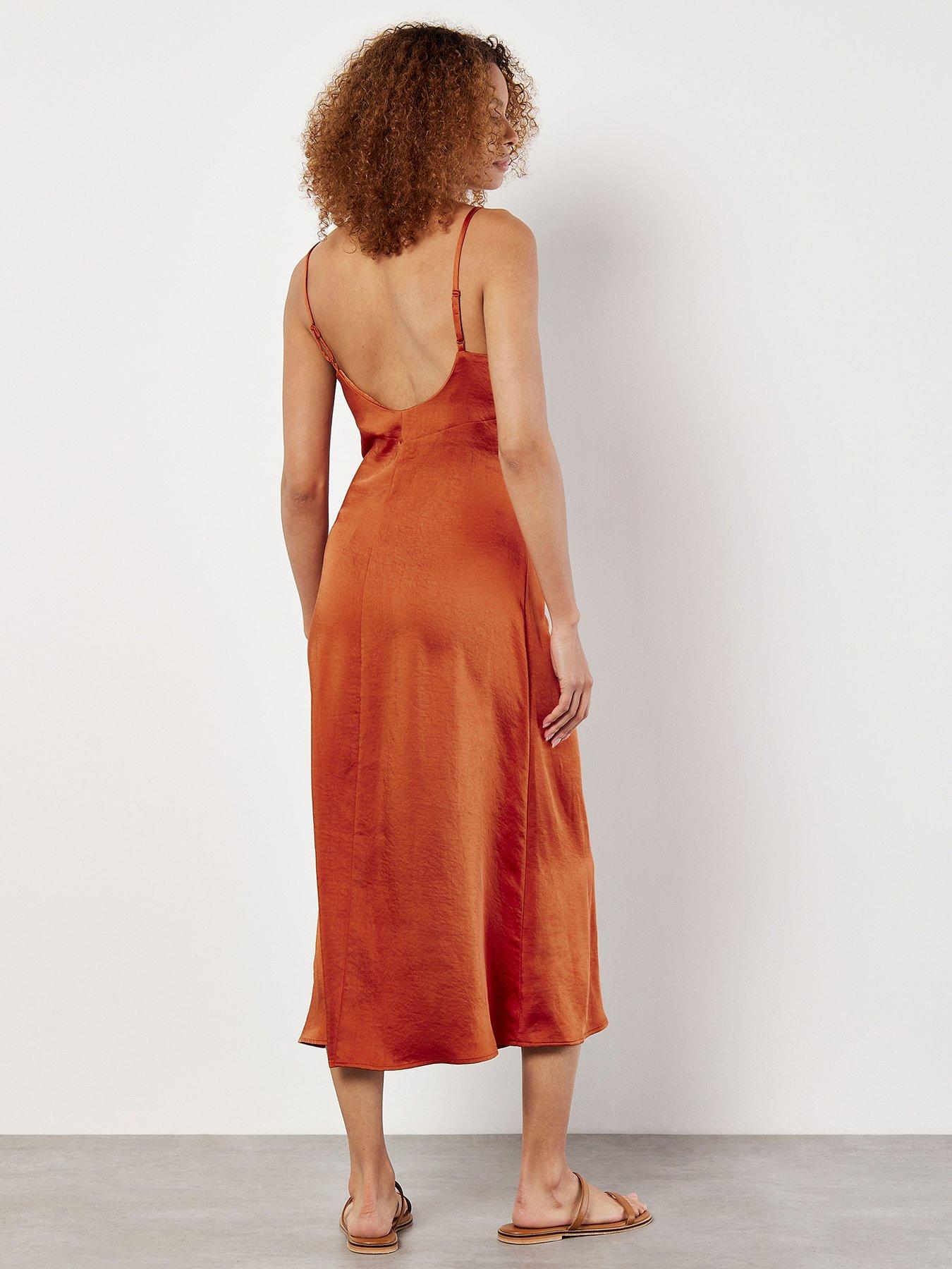 apricot-apricot-satin-ruched-a-line-midi-dressback