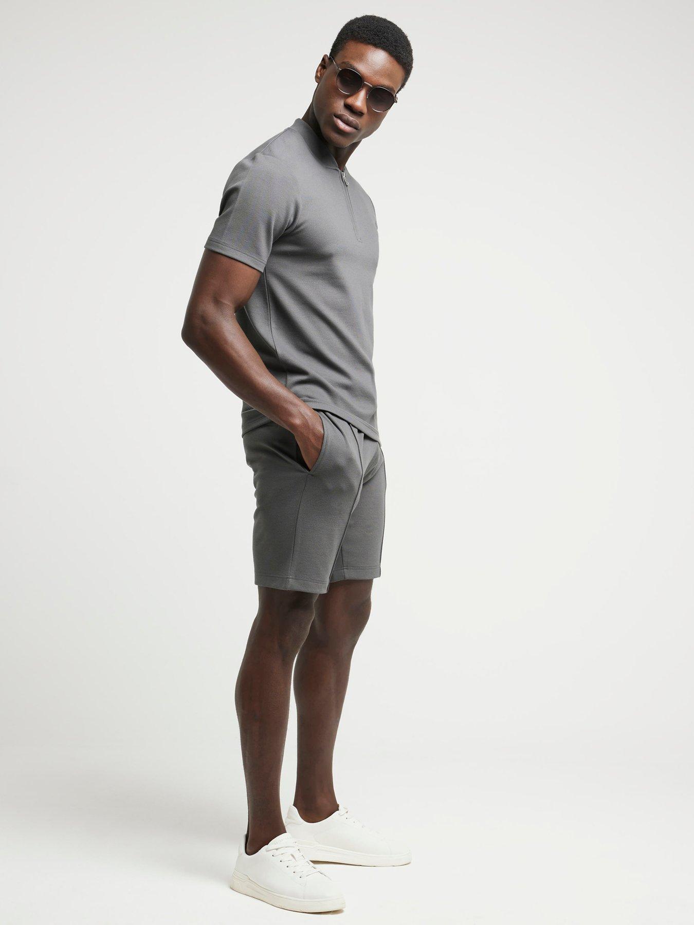 river-island-river-island-slim-pintuck-pique-shorts-dark-greyback