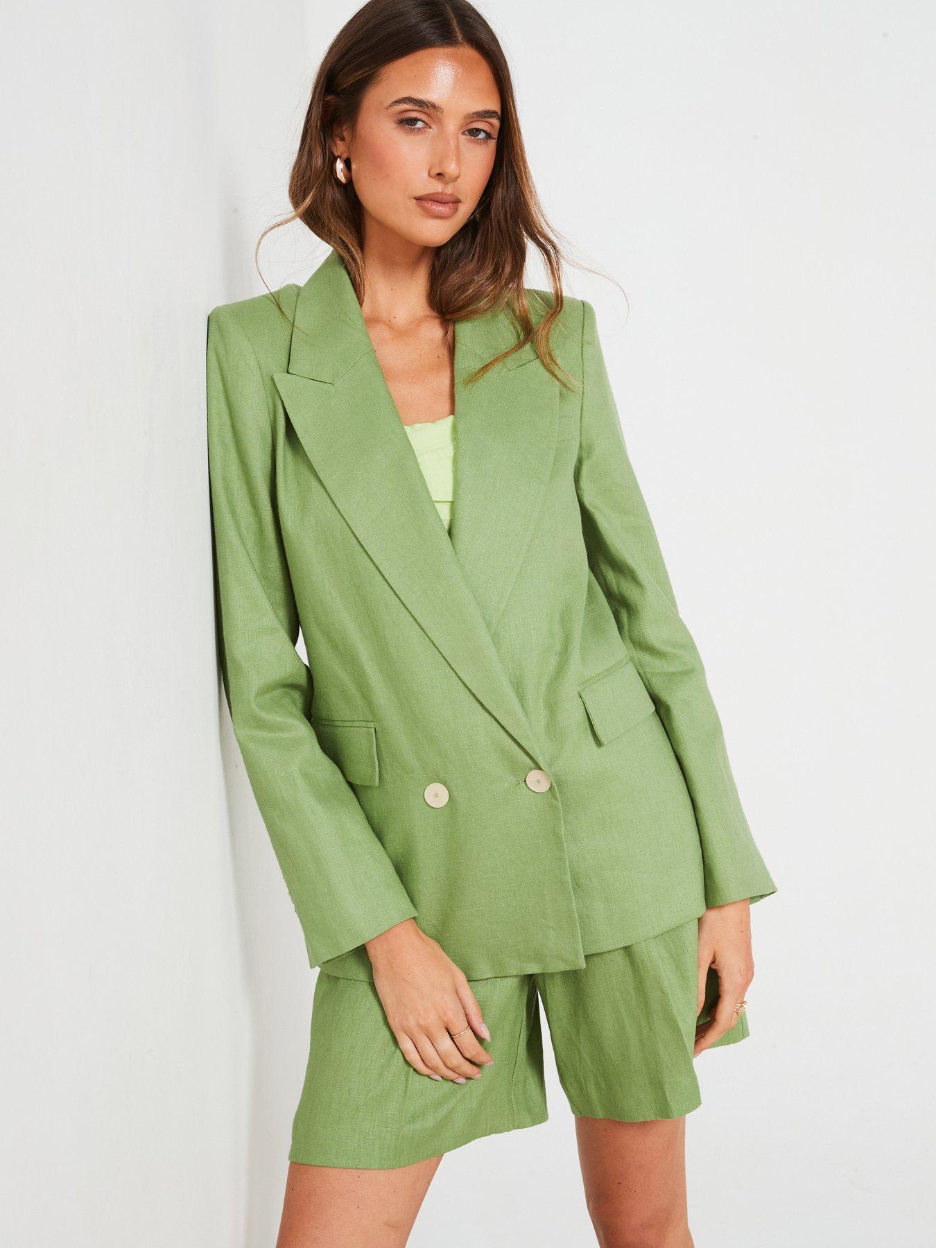 mango-green-double-button-blazer