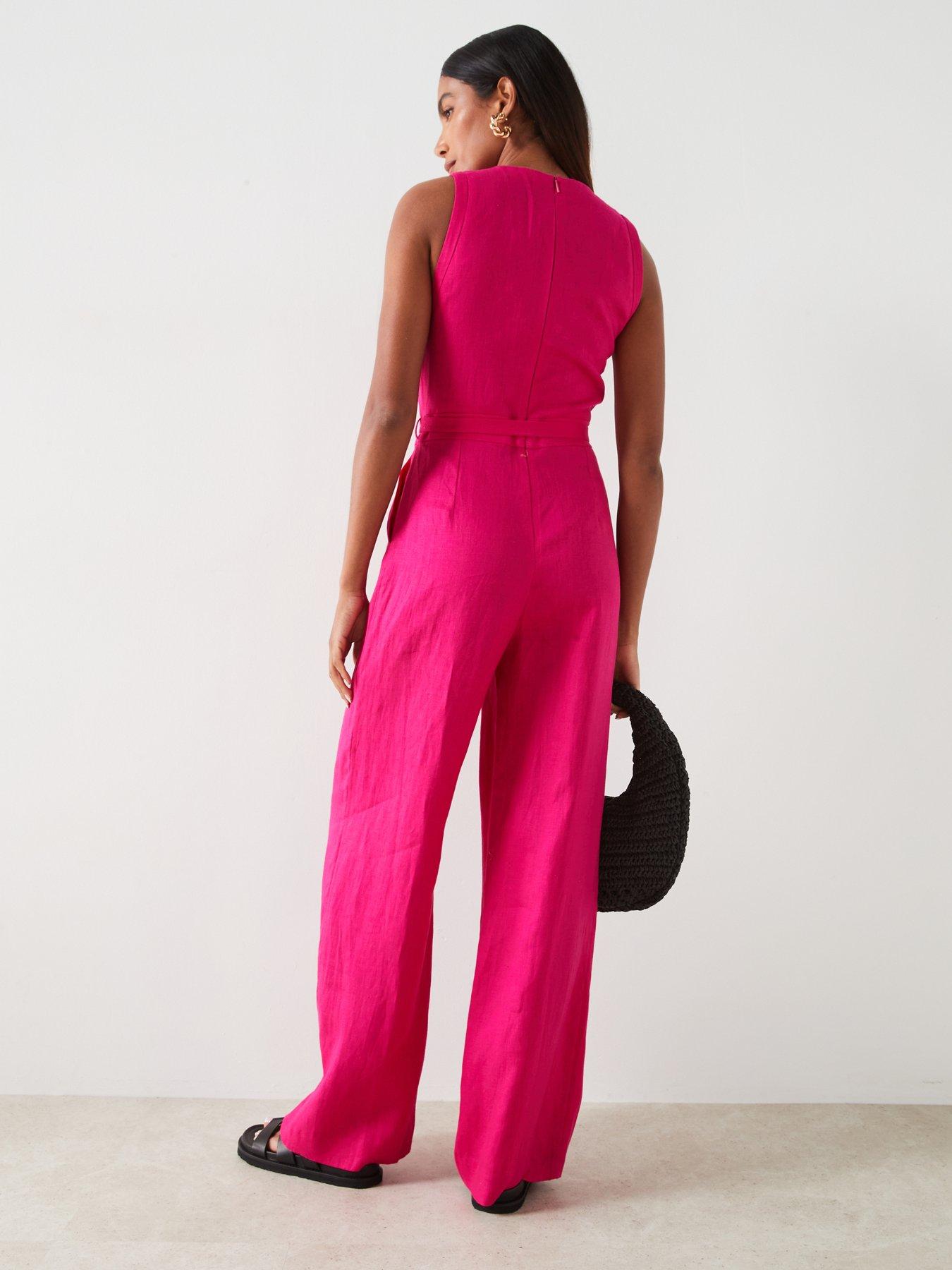 mango-belted-linen-jumpsuit-pinkstillFront