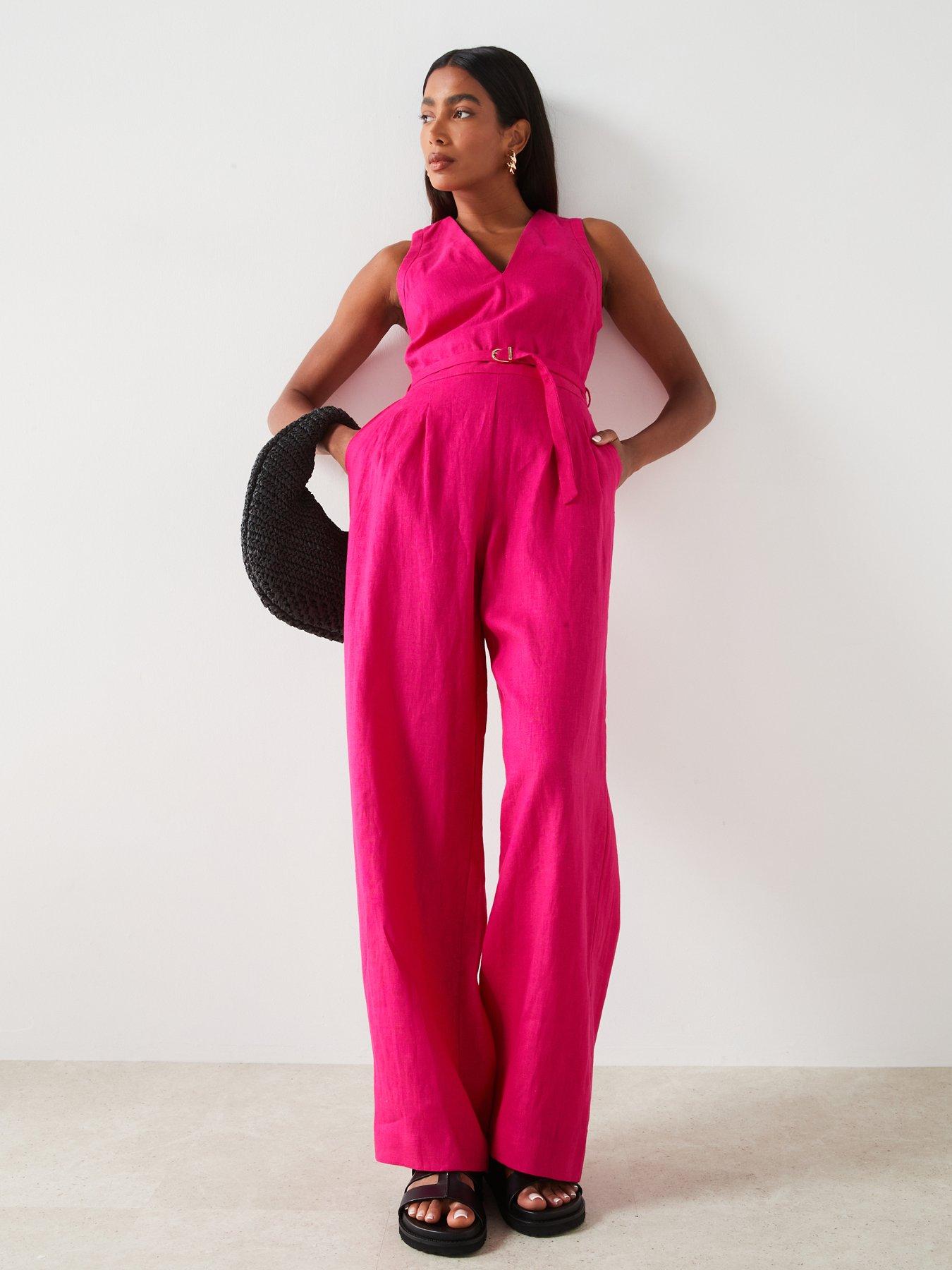 mango-belted-linen-jumpsuit-pinkback