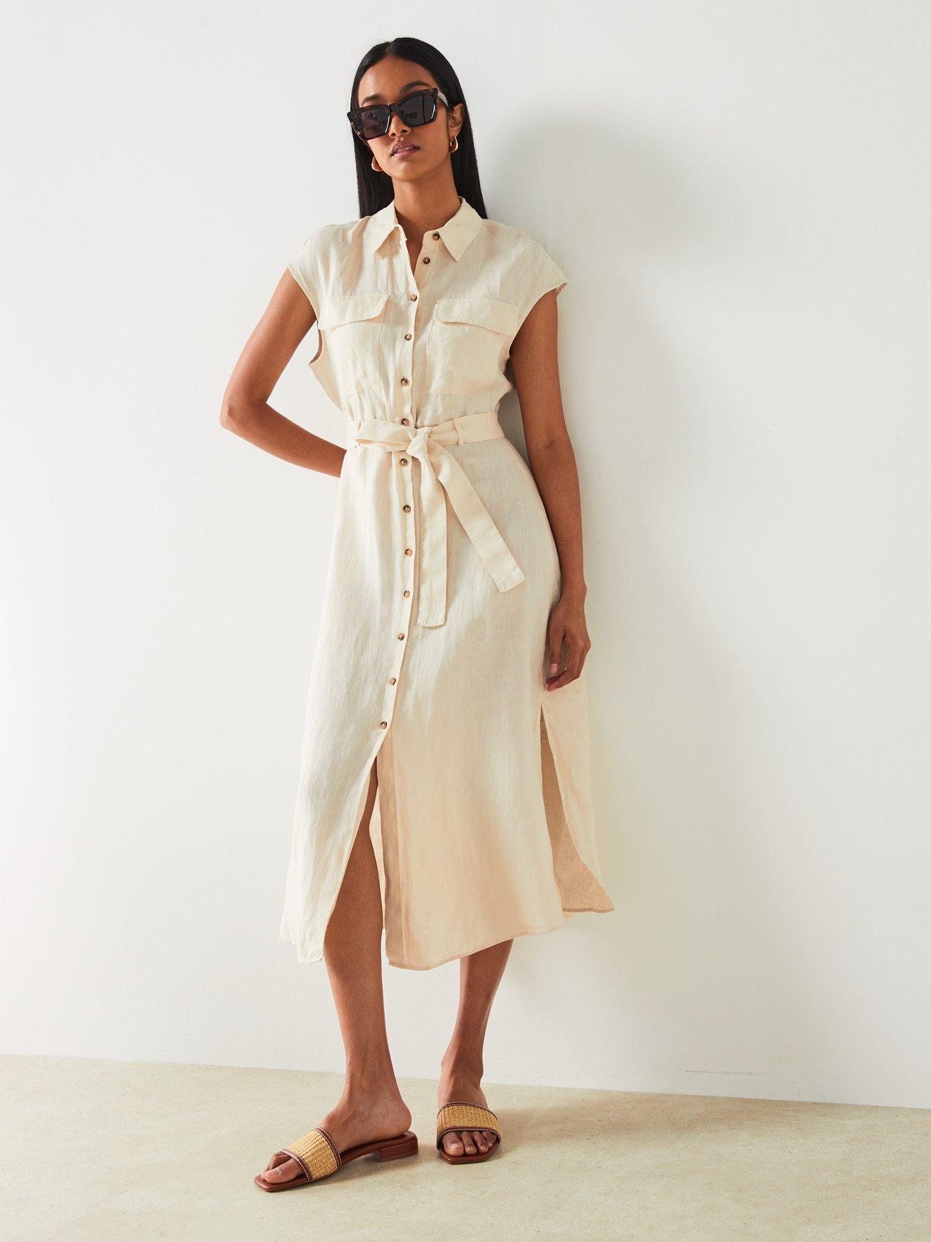 mango-beige-shirt-style-short-sleeve-wrap-midi-dress