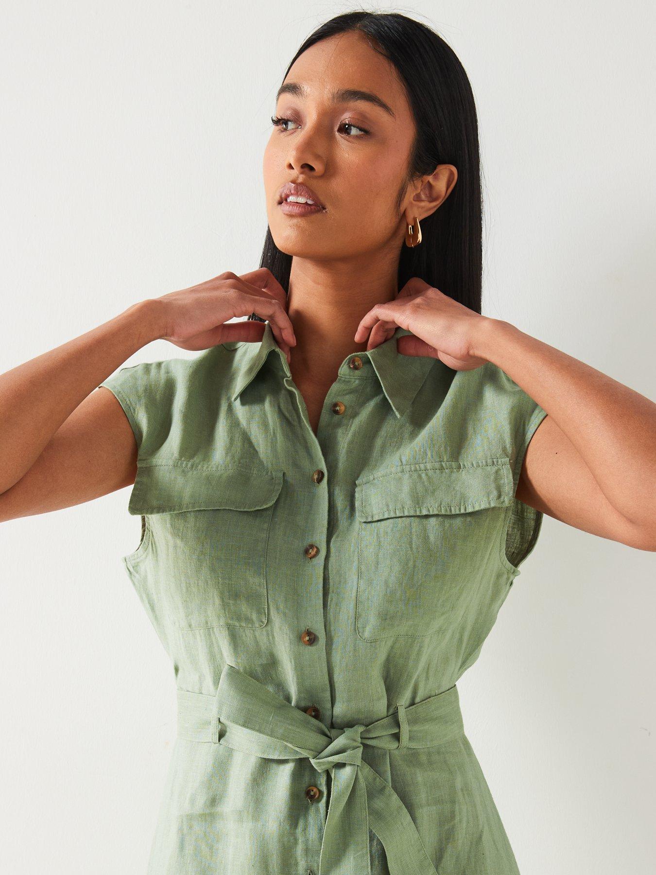 slim fit dress slacks 100% linen shirty dress – Shaws main image 0