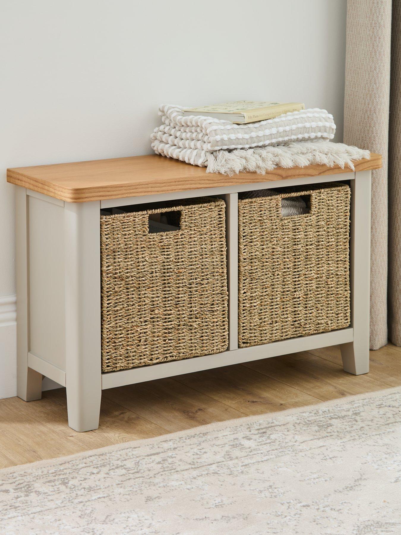 Very Home Malone Hall Bench with 2 Baskets - contains Solid Wood