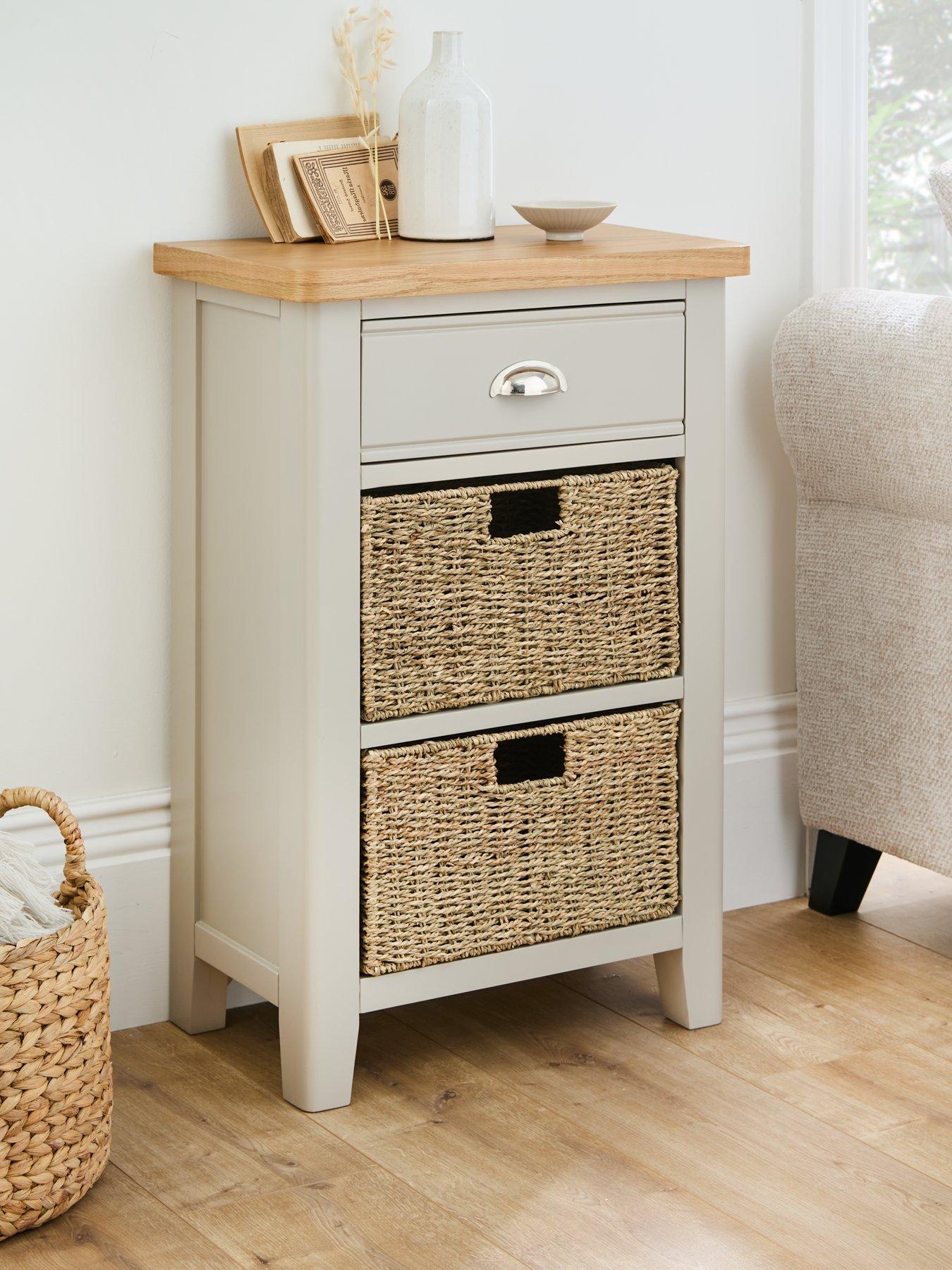 The Very Collection Malone Ready Assembled 1 Drawer, 2 Basket Sideboard - contains Solid Wood