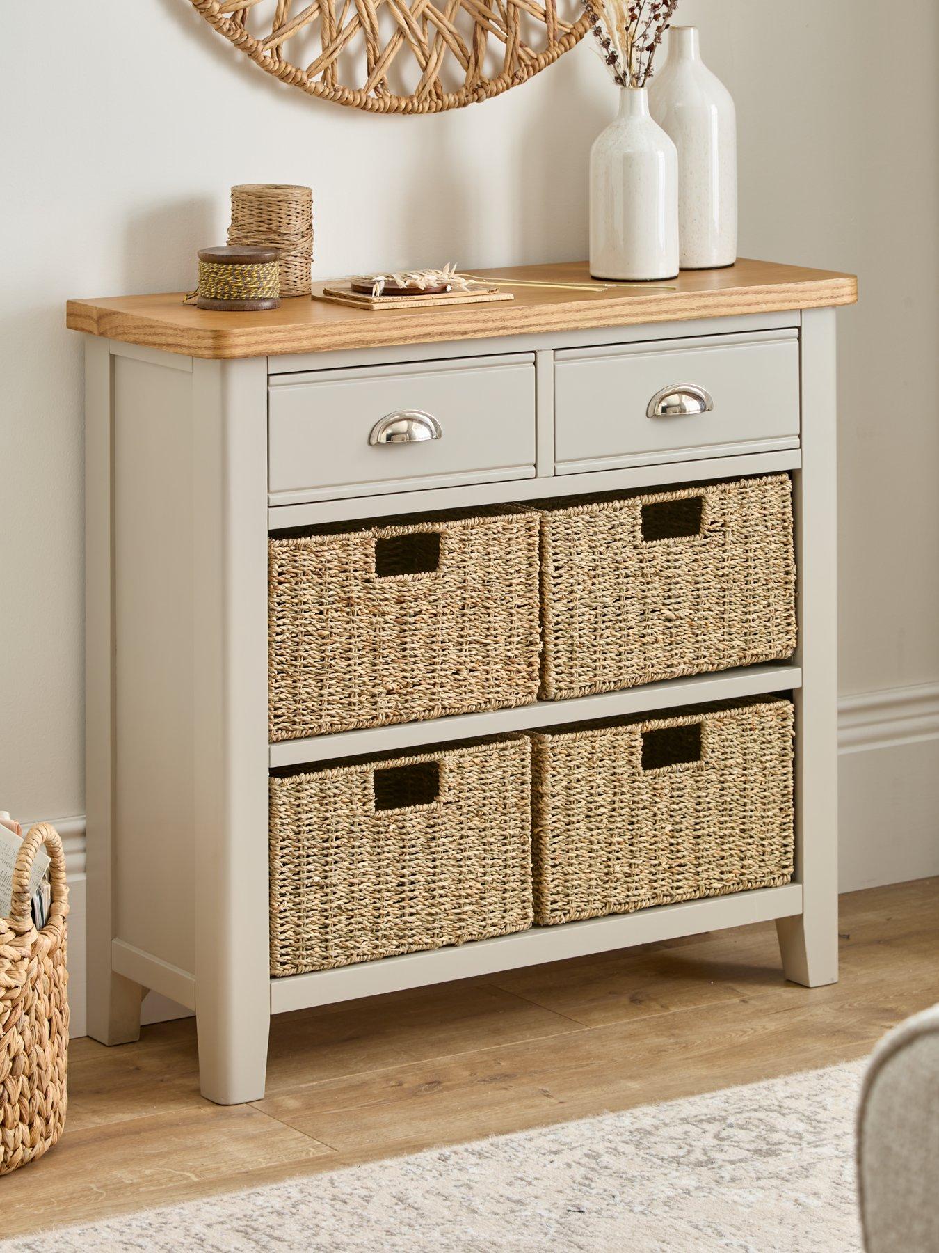 Image of Very Home Malone Ready Assembled 2 Drawer, 4 Basket Sideboard  - contains Solid Wood