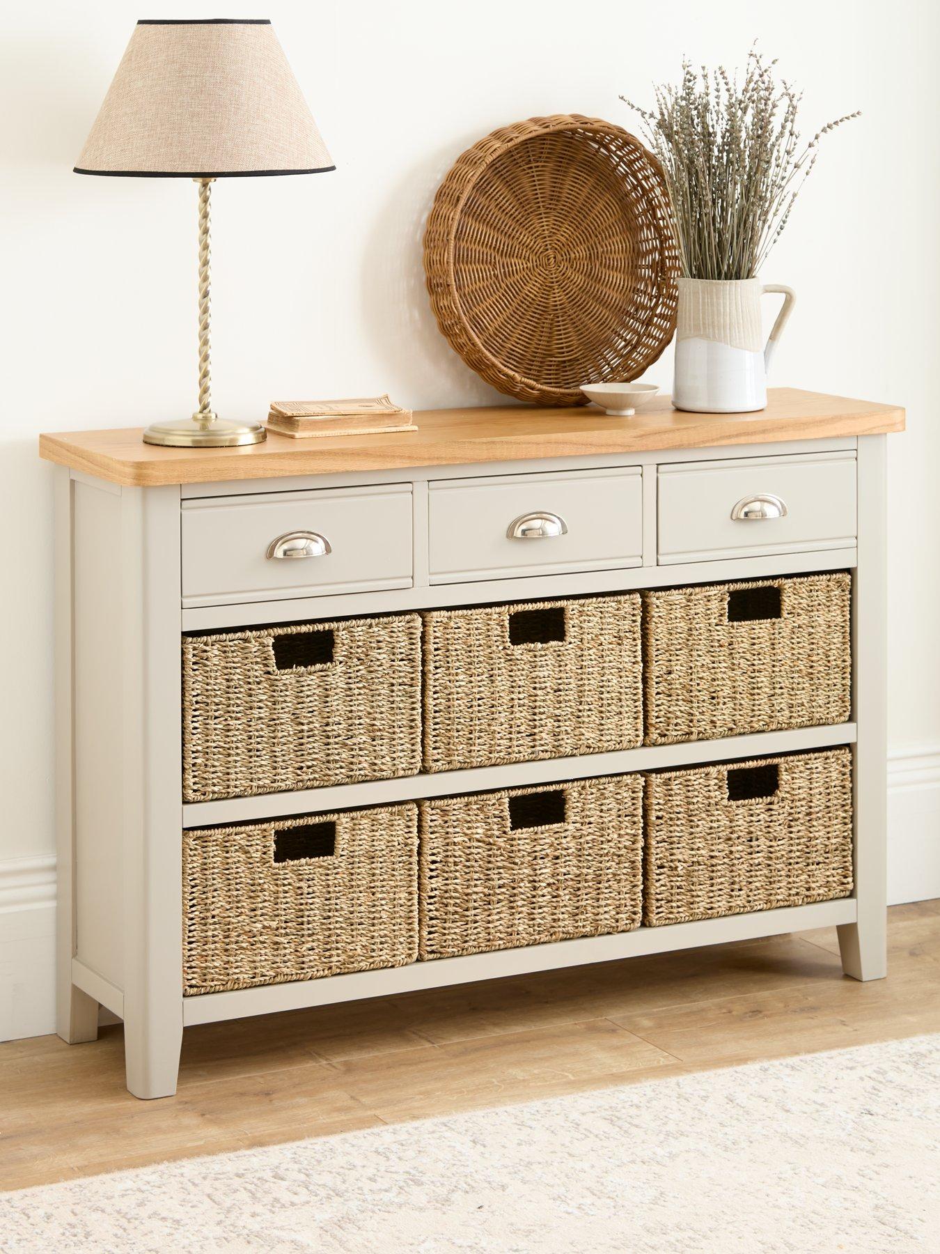 The Very Collection Malone 3 Drawer, 6 Basket Sideboard - contains Solid Wood