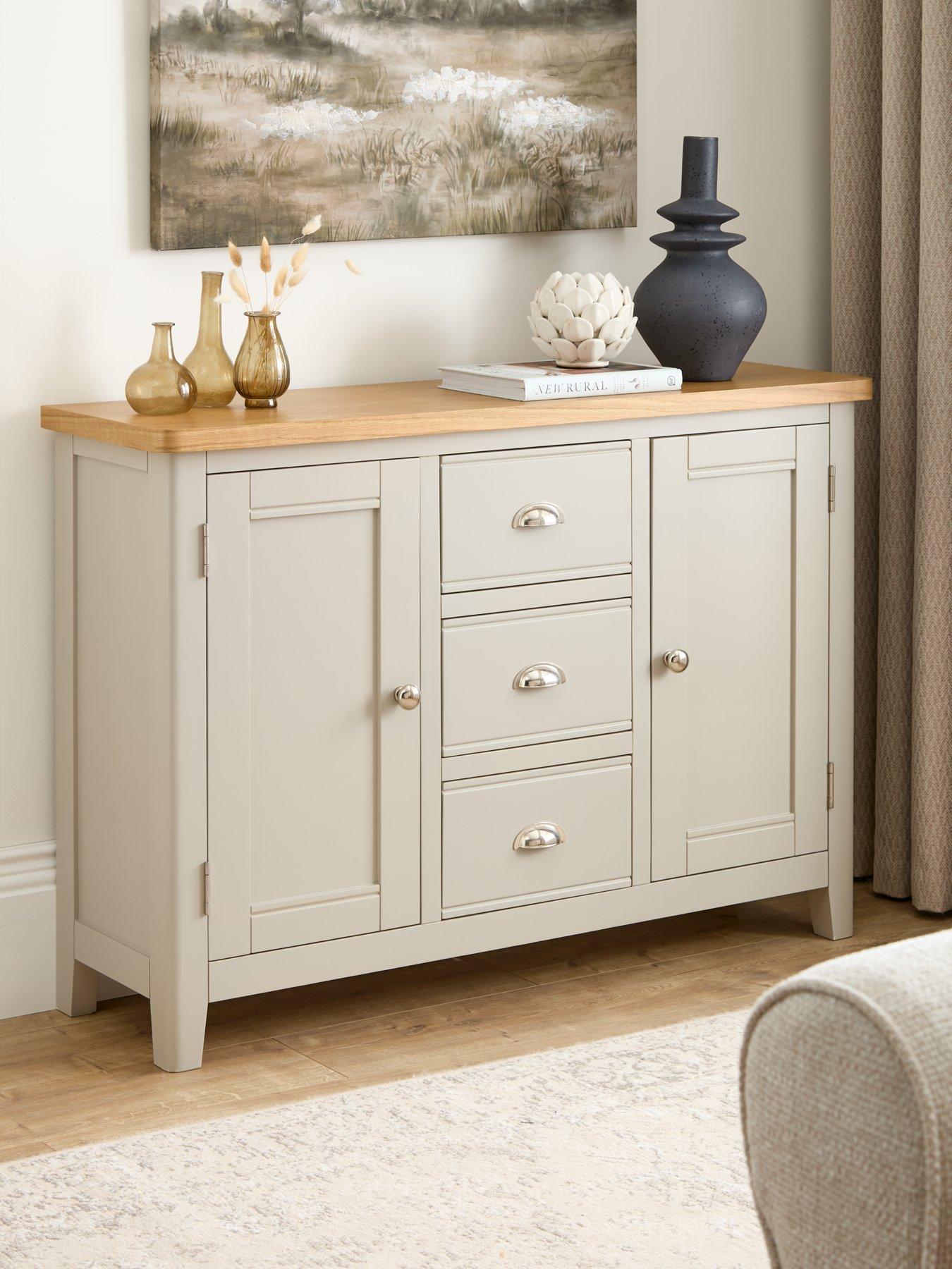 The Very Collection Malone Ready Assembled 2 Door, 2 Drawer Large Sideboard - contains Solid Wood