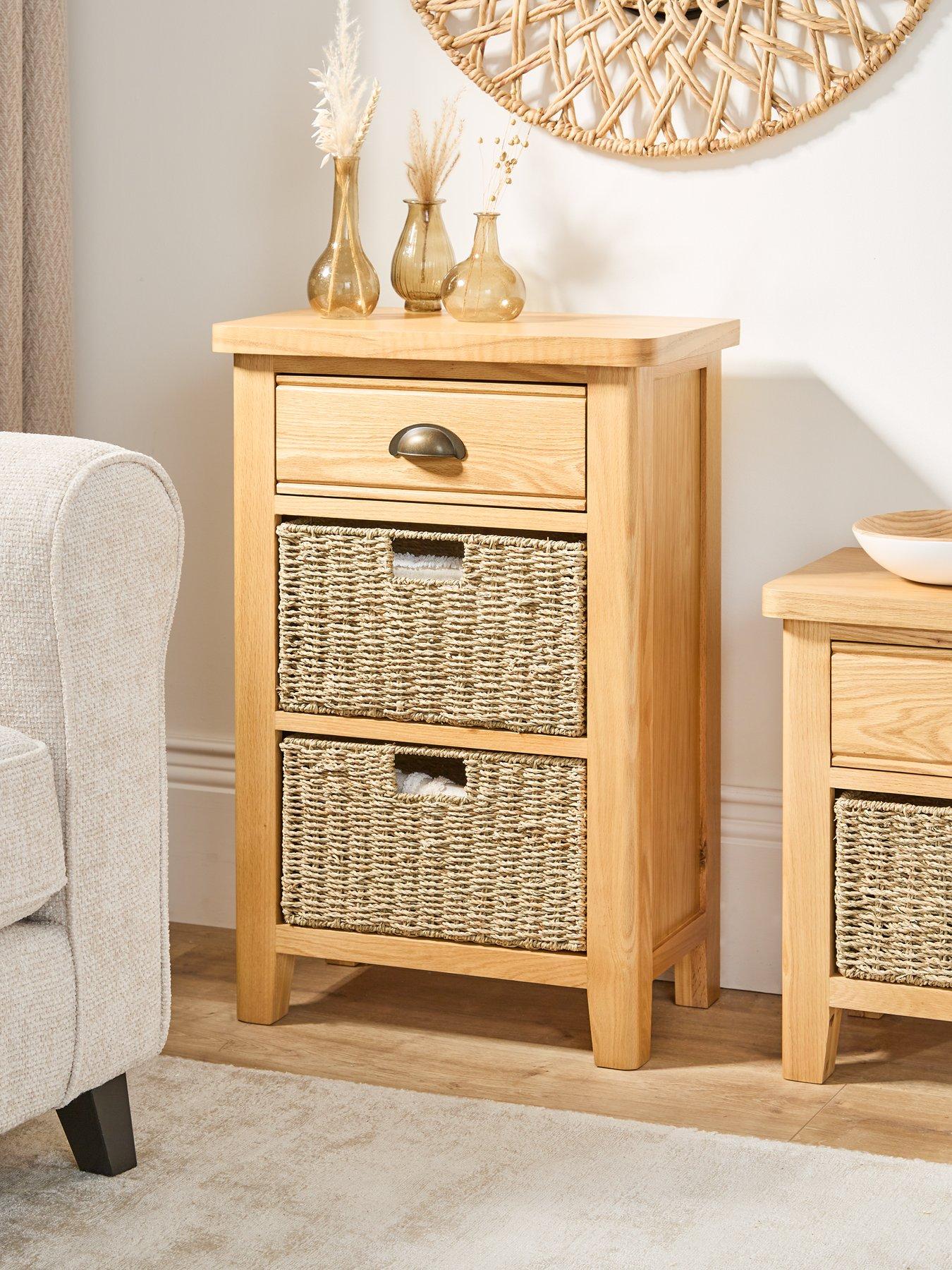 Image of Very Home Ashwin Ready Assembled 1 Drawer, 2 Basket Sideboard - contains Solid Wood
