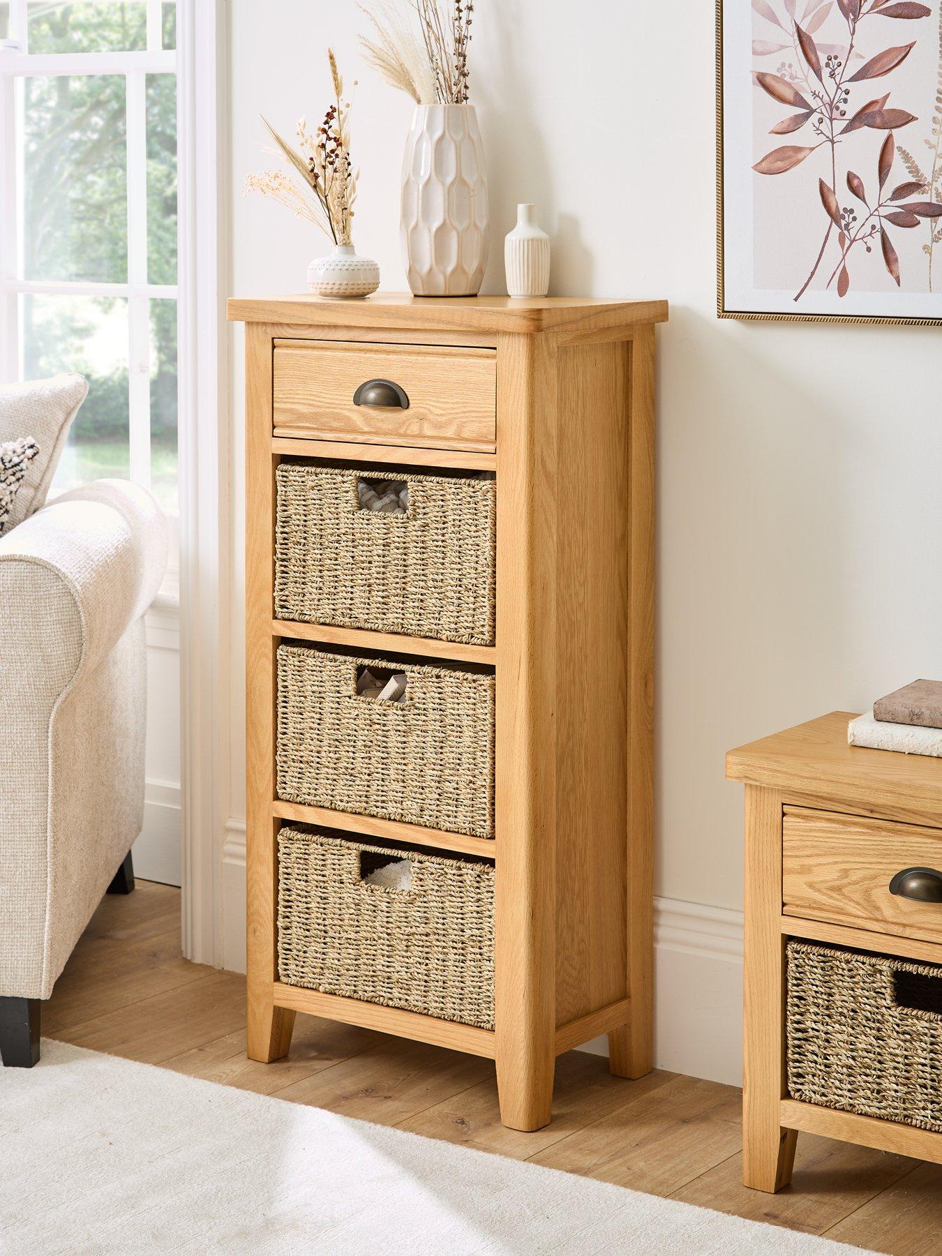 Image of Very Home Ashwin Ready Assembled 1 Drawer, 3 Basket Sideboard - contains Solid Wood