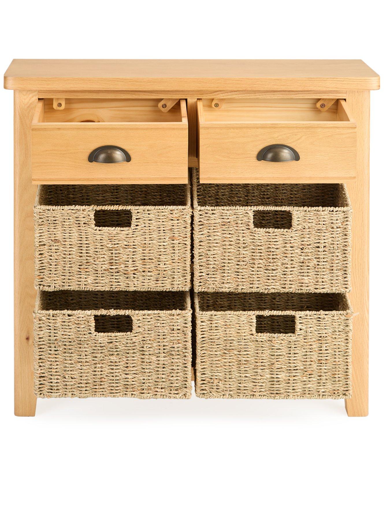 Image 4 of 7 of Very Home Ashwin Ready Assembled&nbsp;2 Drawer, 4 Basket Sideboard&nbsp;- contains Solid Wood