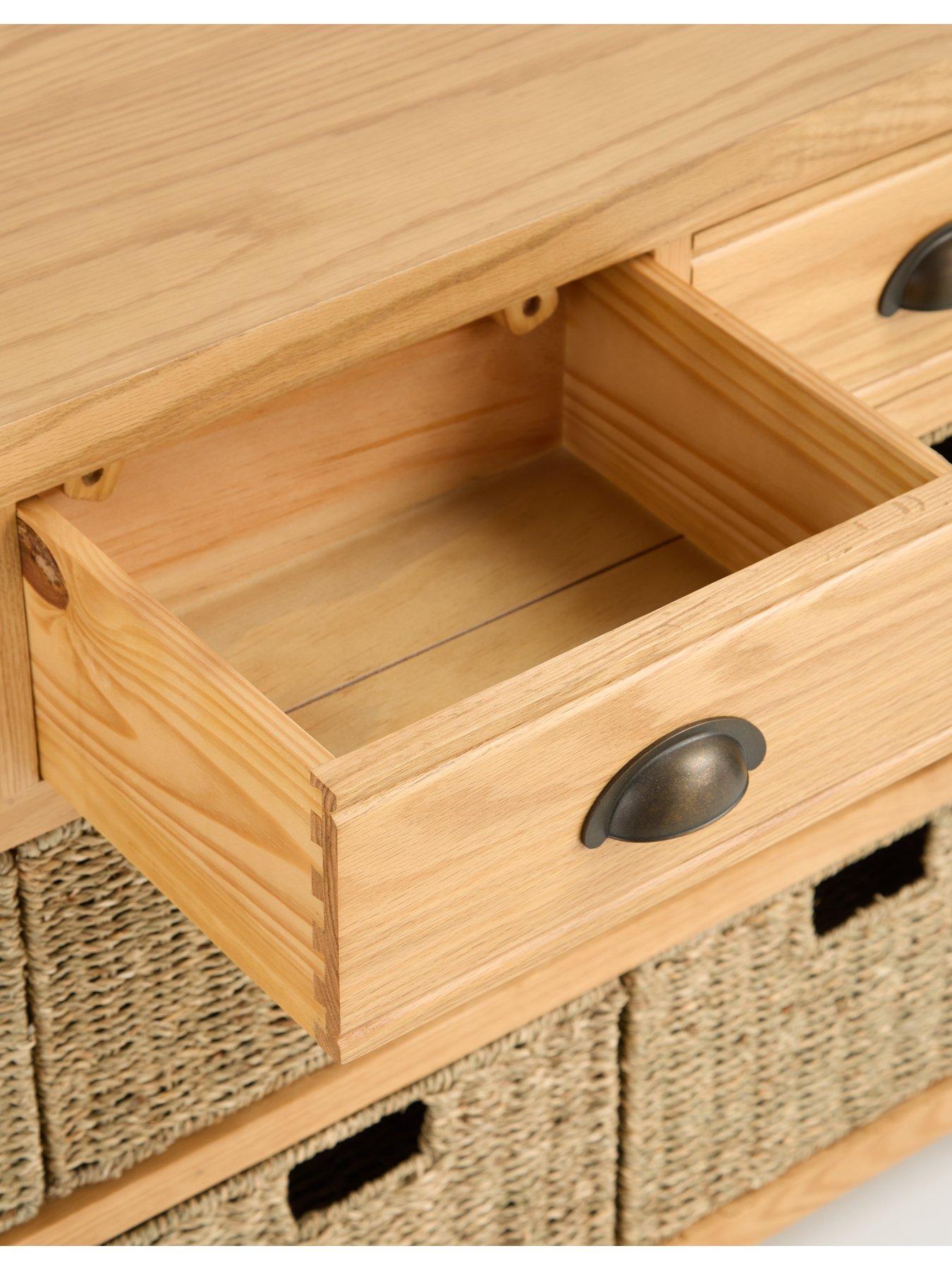 Image 7 of 7 of Very Home Ashwin Ready Assembled 3 Drawer, 6 Basket Sideboard in Rustic Oak - contains Solid Wood