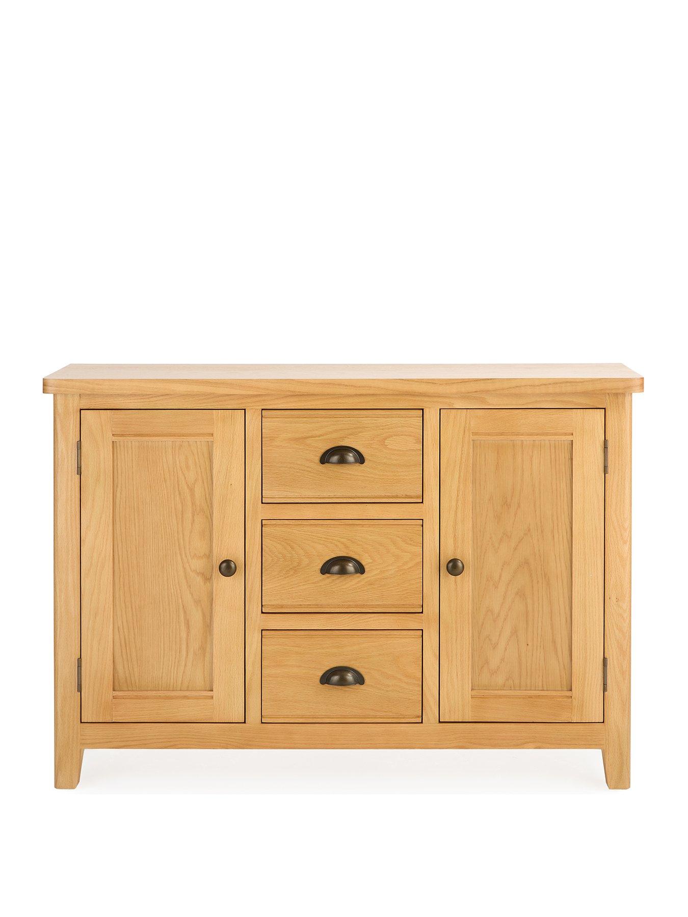 Image 2 of 7 of The Very Collection Ashwin Ready Assembled 2 Door,&nbsp;3 Drawer Large Sideboard in Rustic Oak - contains Solid Wood