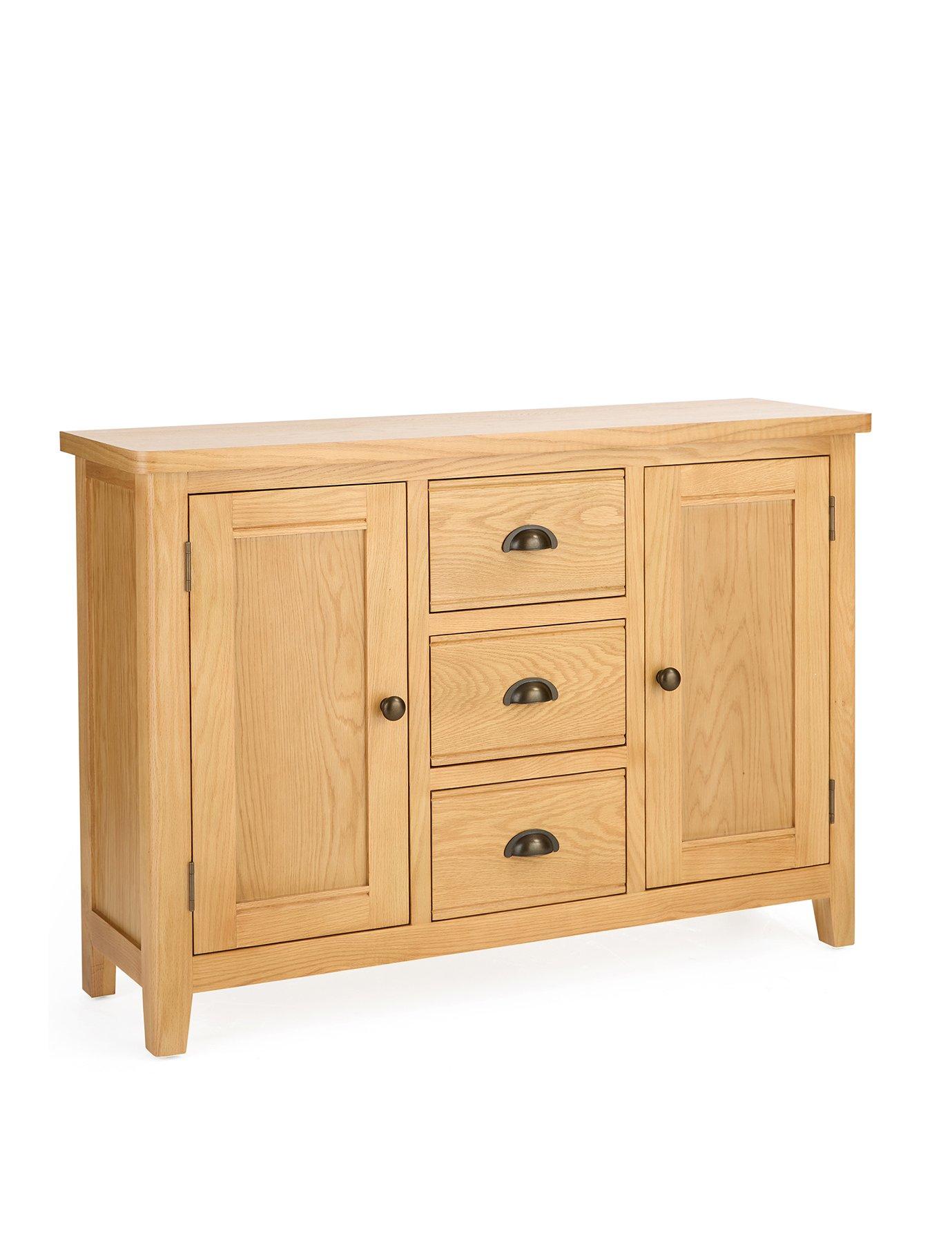 Image 3 of 7 of The Very Collection Ashwin Ready Assembled 2 Door,&nbsp;3 Drawer Large Sideboard in Rustic Oak - contains Solid Wood