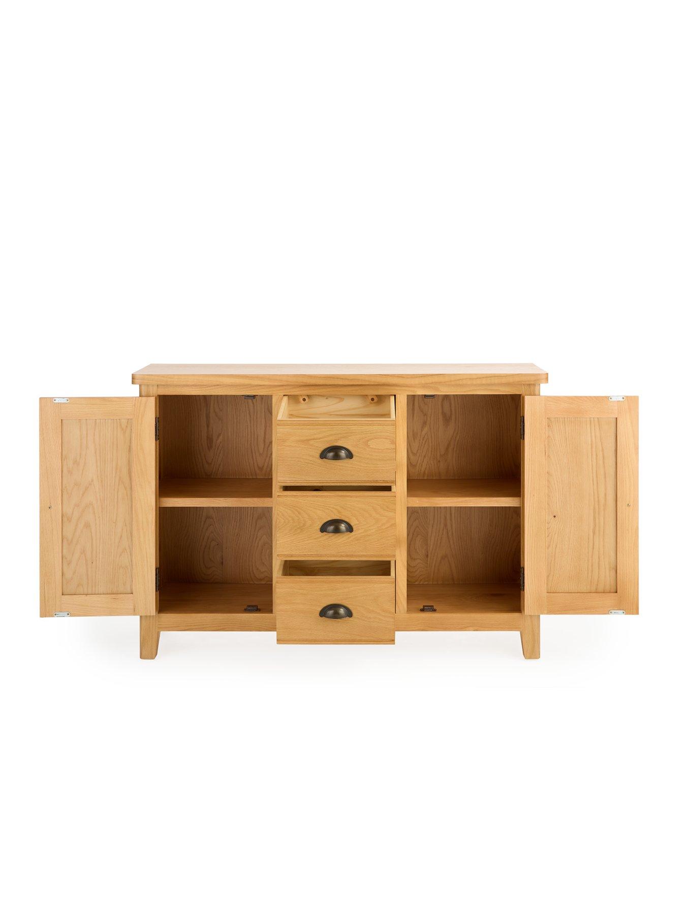 Image 4 of 7 of The Very Collection Ashwin Ready Assembled 2 Door,&nbsp;3 Drawer Large Sideboard in Rustic Oak - contains Solid Wood