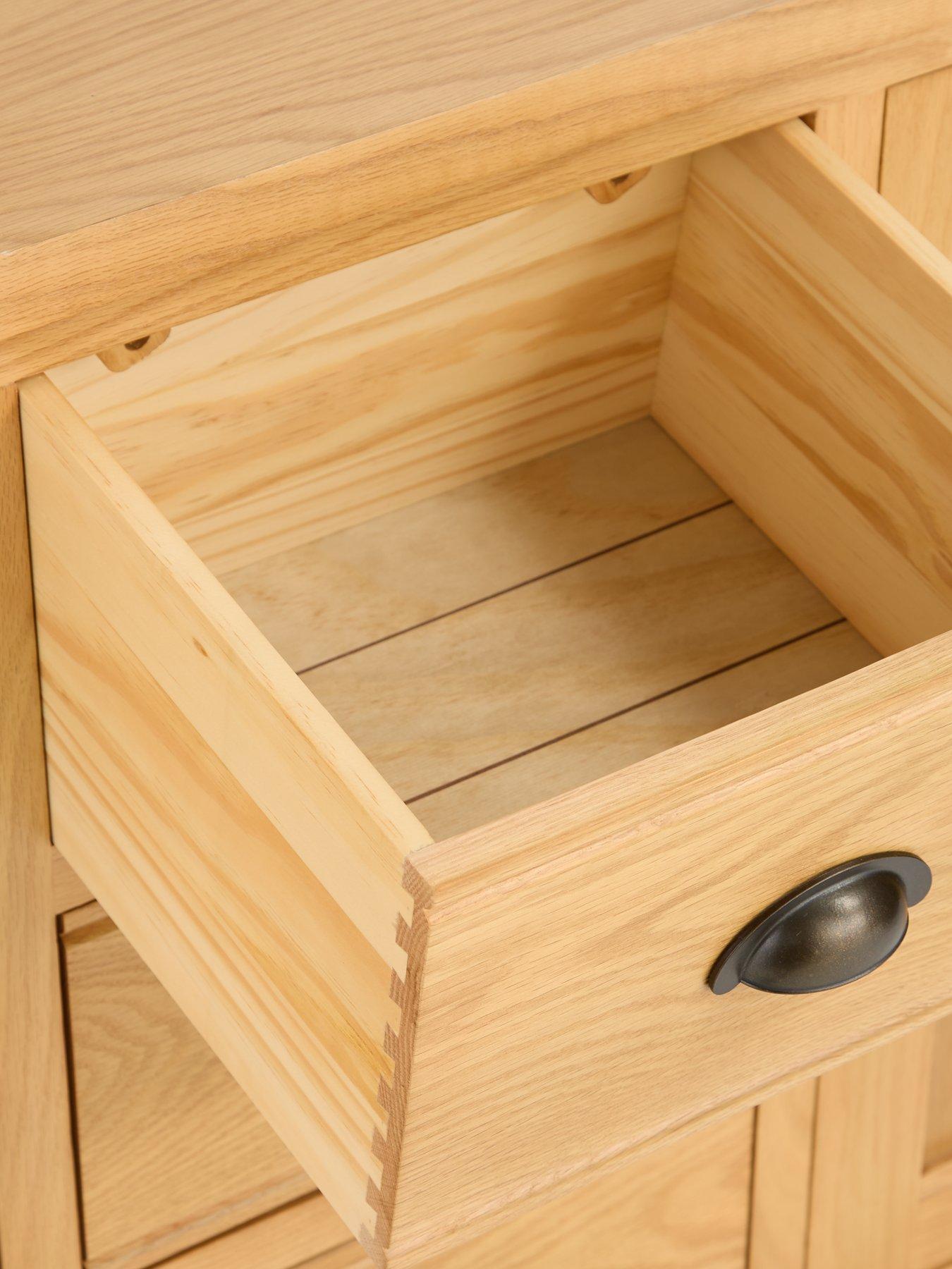 Image 7 of 7 of The Very Collection Ashwin Ready Assembled 2 Door,&nbsp;3 Drawer Large Sideboard in Rustic Oak - contains Solid Wood