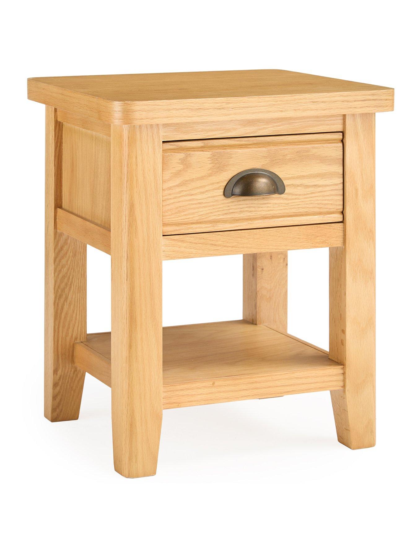 Image 3 of 7 of The Very Collection Ashwin Ready Assembled 1 Drawer Lamp Table&nbsp;- contains Solid Wood