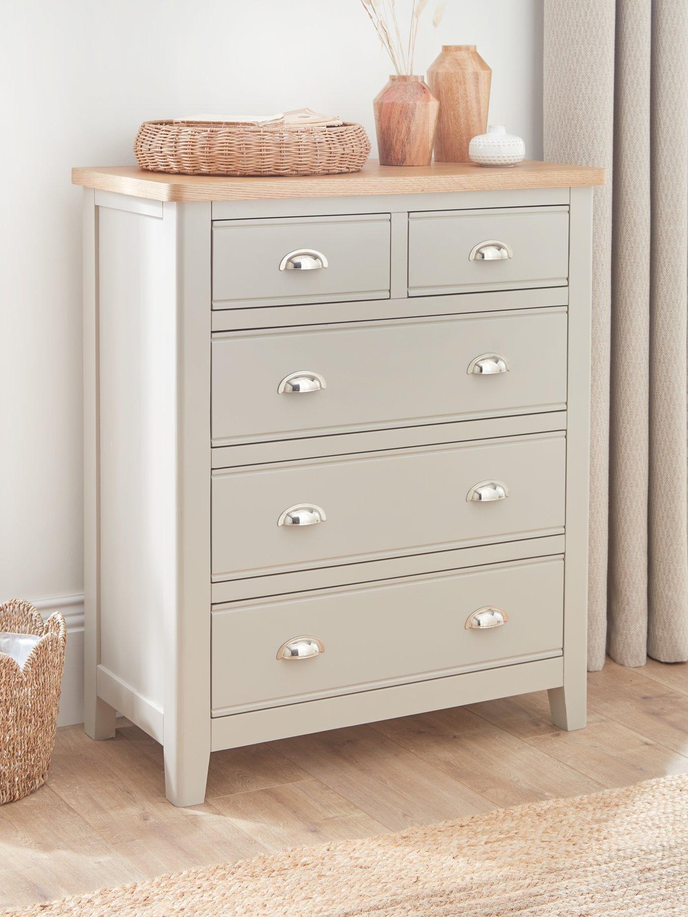 The Very Collection Malone Ready Assembled 2 + 3 Drawer Chest - contains Solid Wood