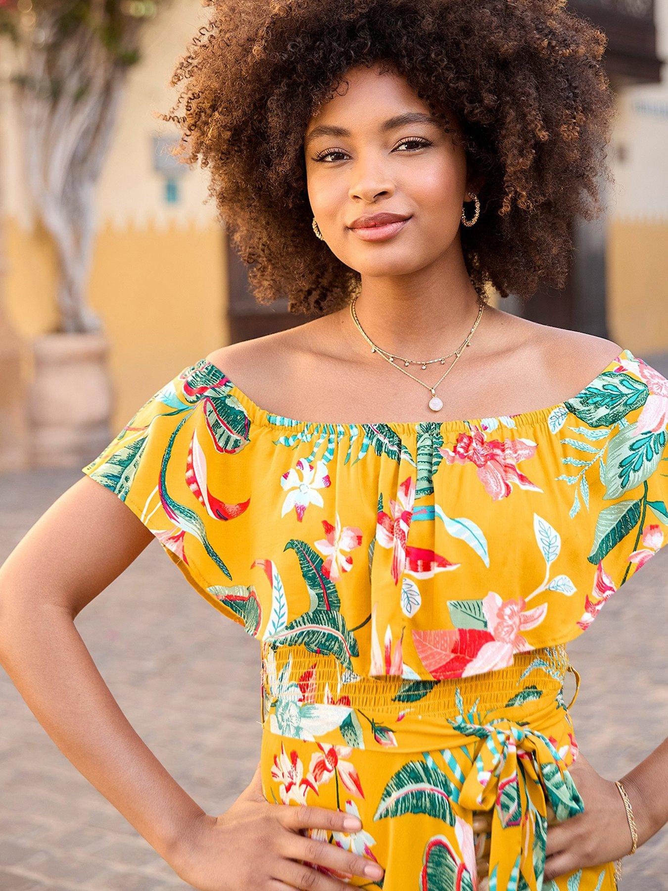 joe-browns-tropical-print-bardot-midi-dress-yellowdetail