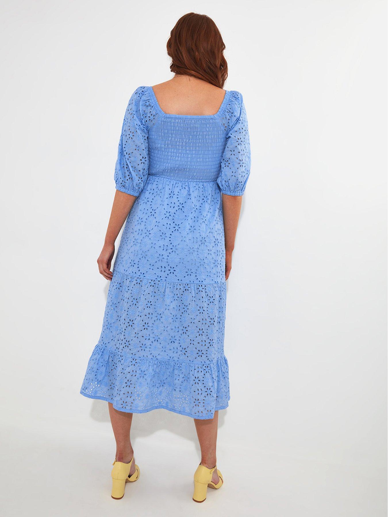 Image 2 of 6 of Joe Browns Broderie Cotton Midi Dress - Blue