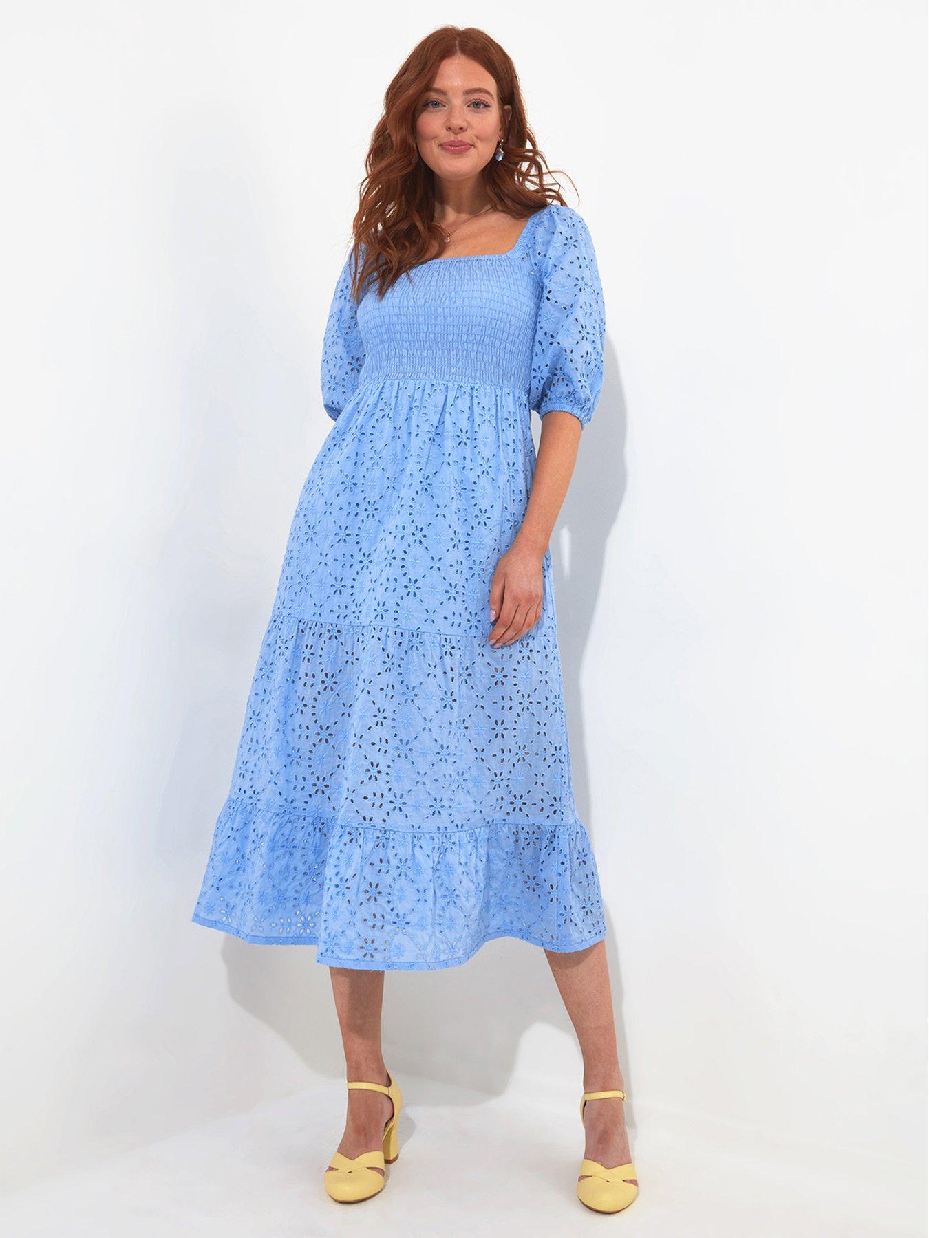 Image 4 of 6 of Joe Browns Broderie Cotton Midi Dress - Blue