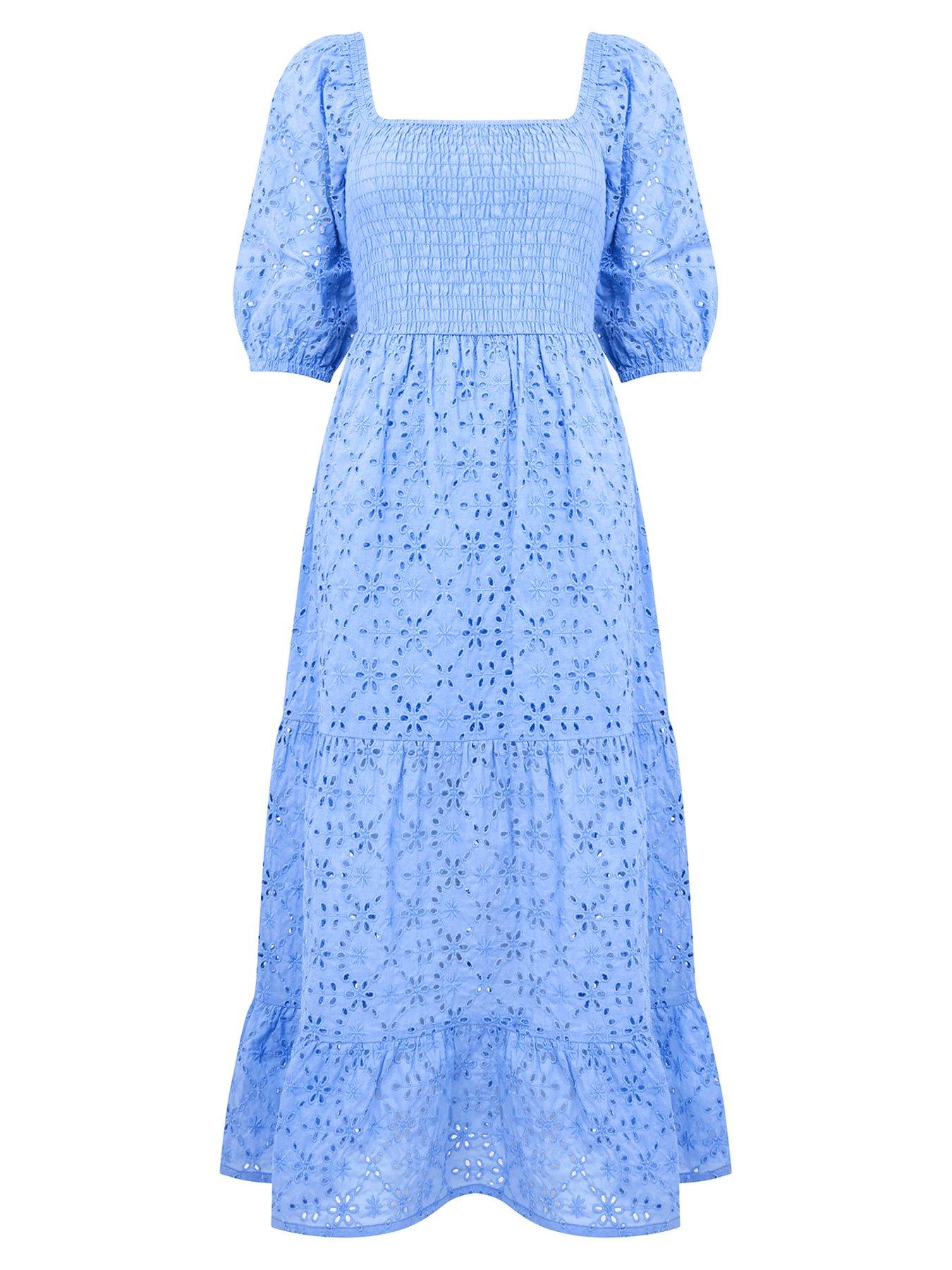 Image 6 of 6 of Joe Browns Broderie Cotton Midi Dress - Blue