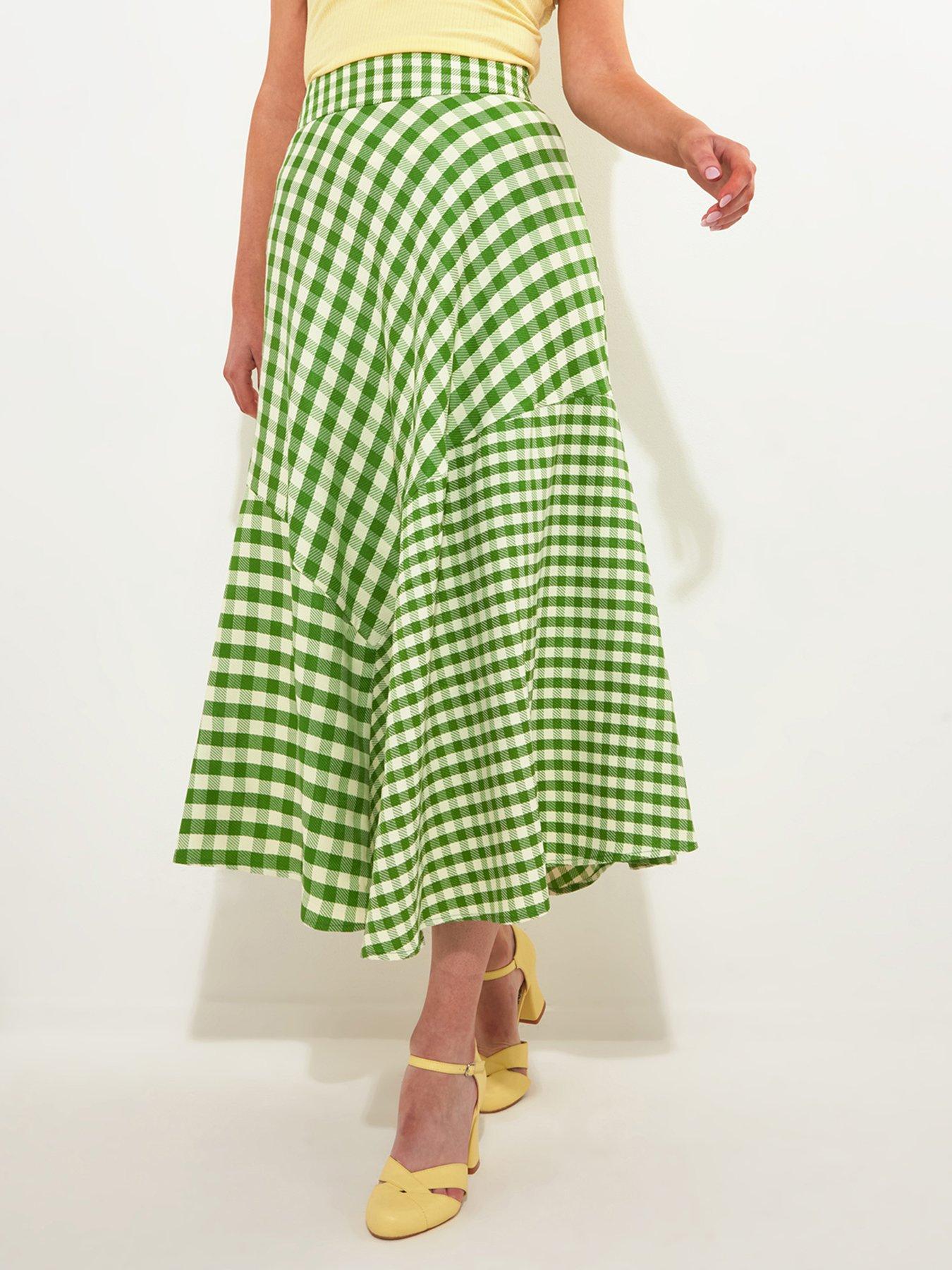 joe-browns-gingham-midi-skirt-greenoutfit