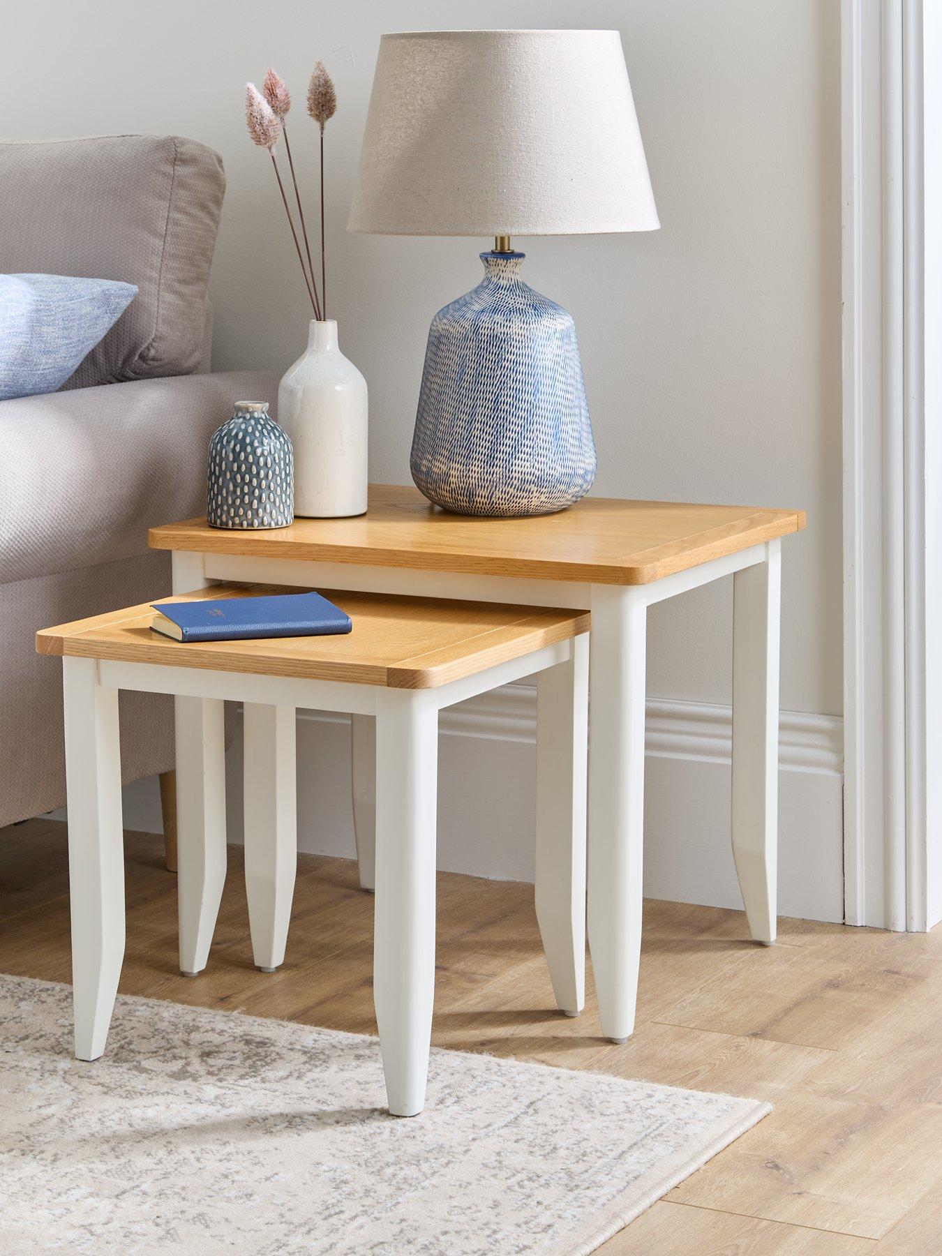 Very Home Harbour Ready Assembled Nest of 2 Tables - White/Oak