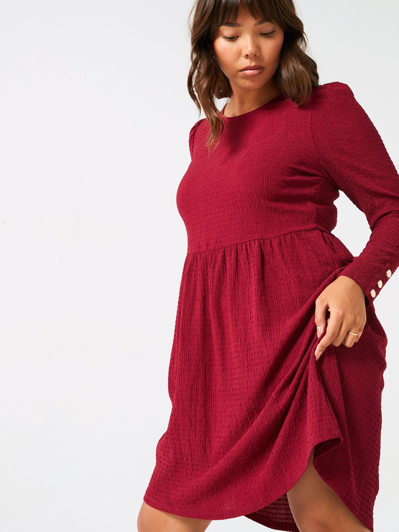 v-by-very-curve-long-sleeve-crinkle-mini-dress-redoutfit