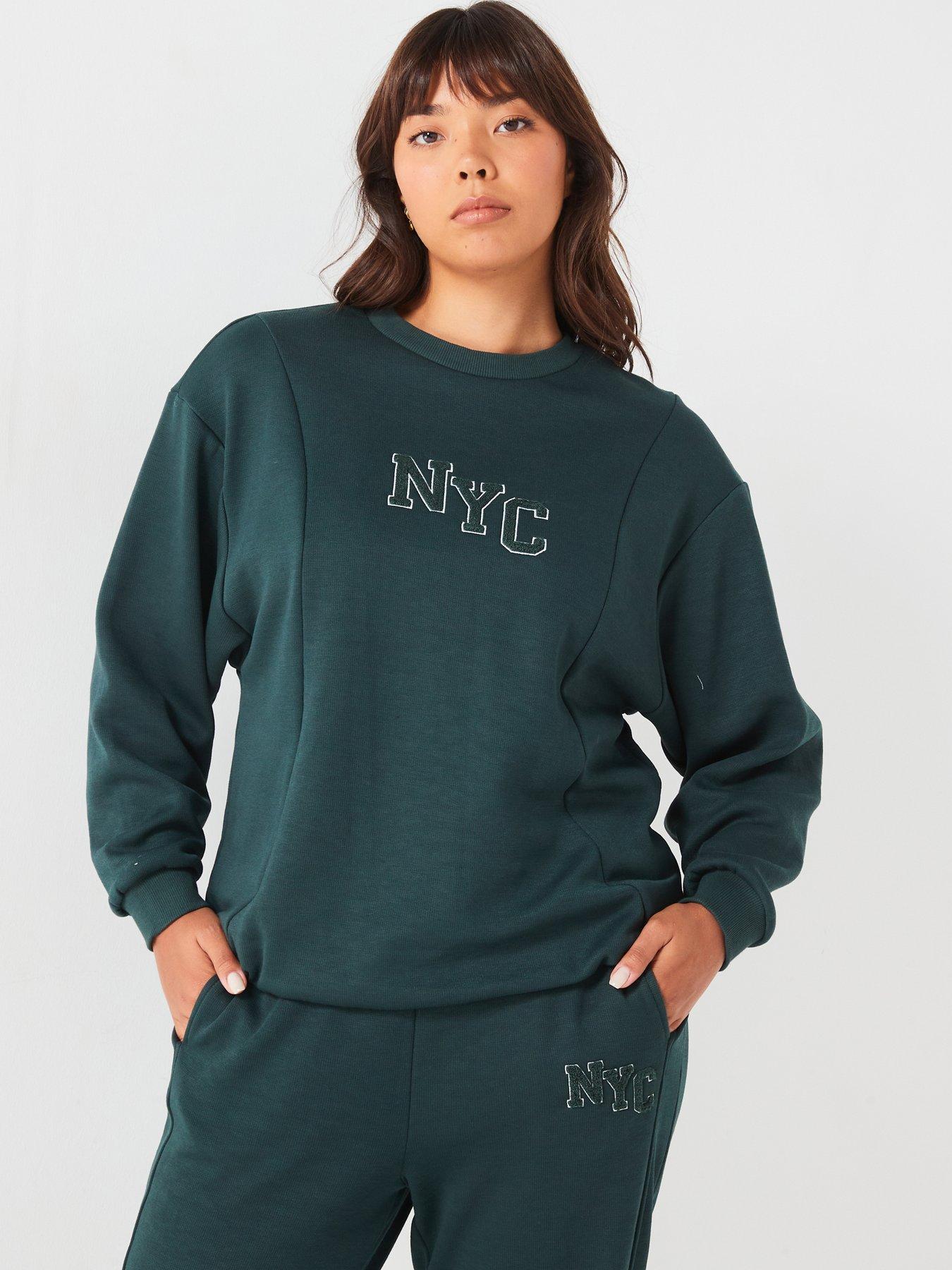 v-by-very-curve-oversized-logo-sweatshirt-greenfront