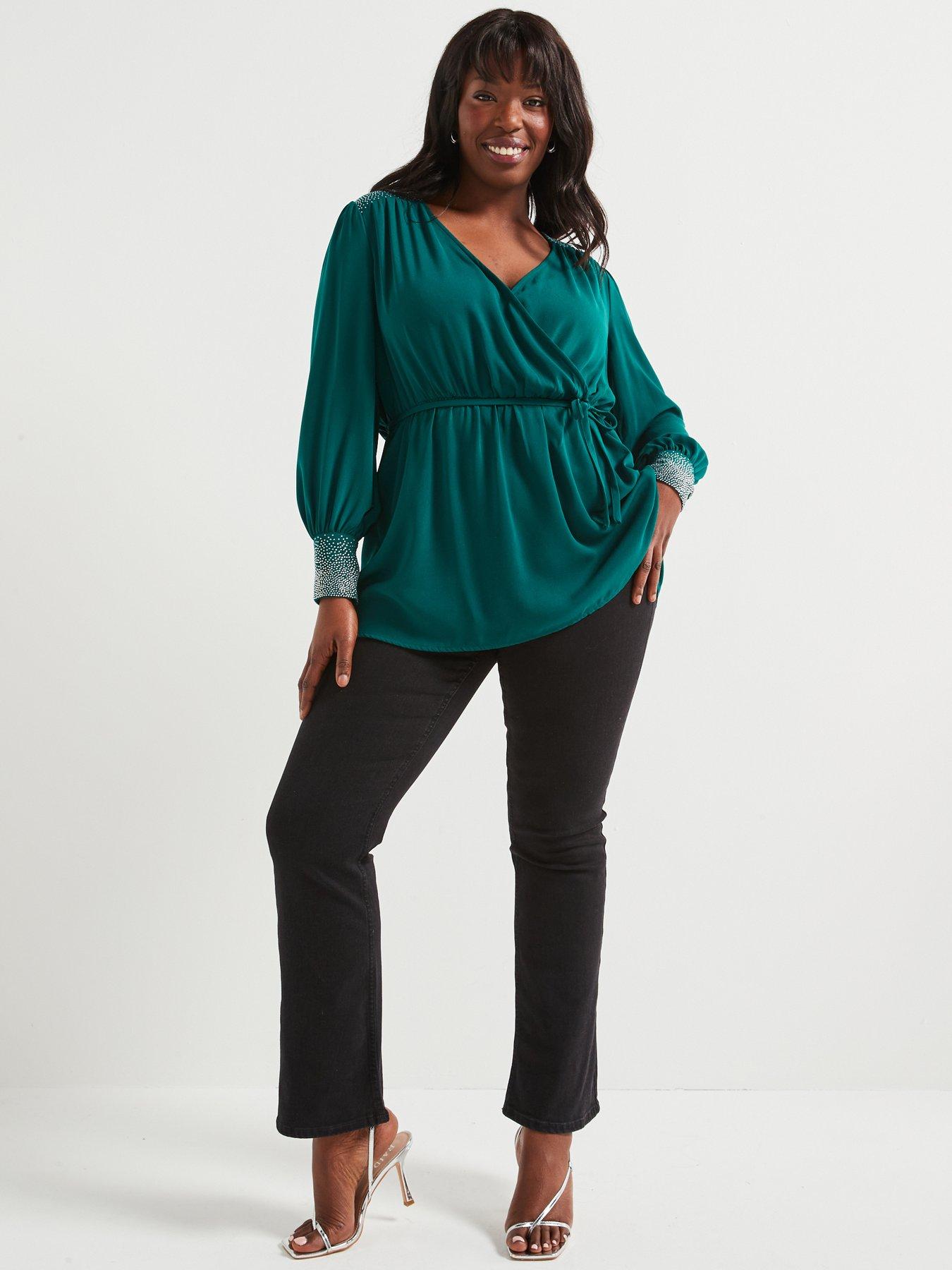 v-by-very-curve-embellished-cuff-amp-shoulder-wrap-blouse-greendetail