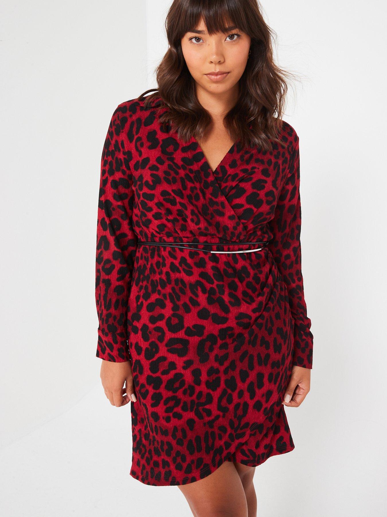 v-by-very-curve-animal-print-wrap-mini-dress-red