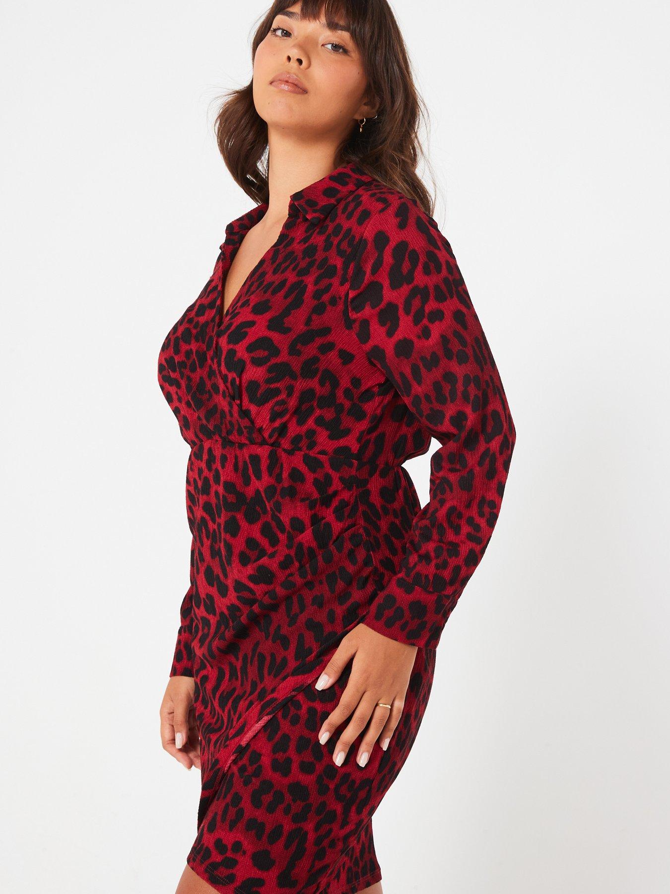 v-by-very-curve-animal-print-wrap-mini-dress-reddetail