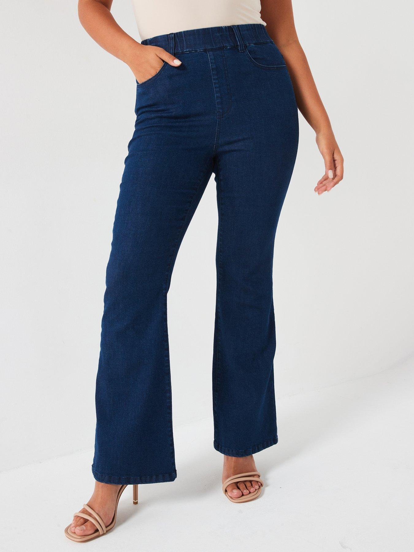 V by Very Curve Pull On Stretch Bootcut Jean - Dark Blue