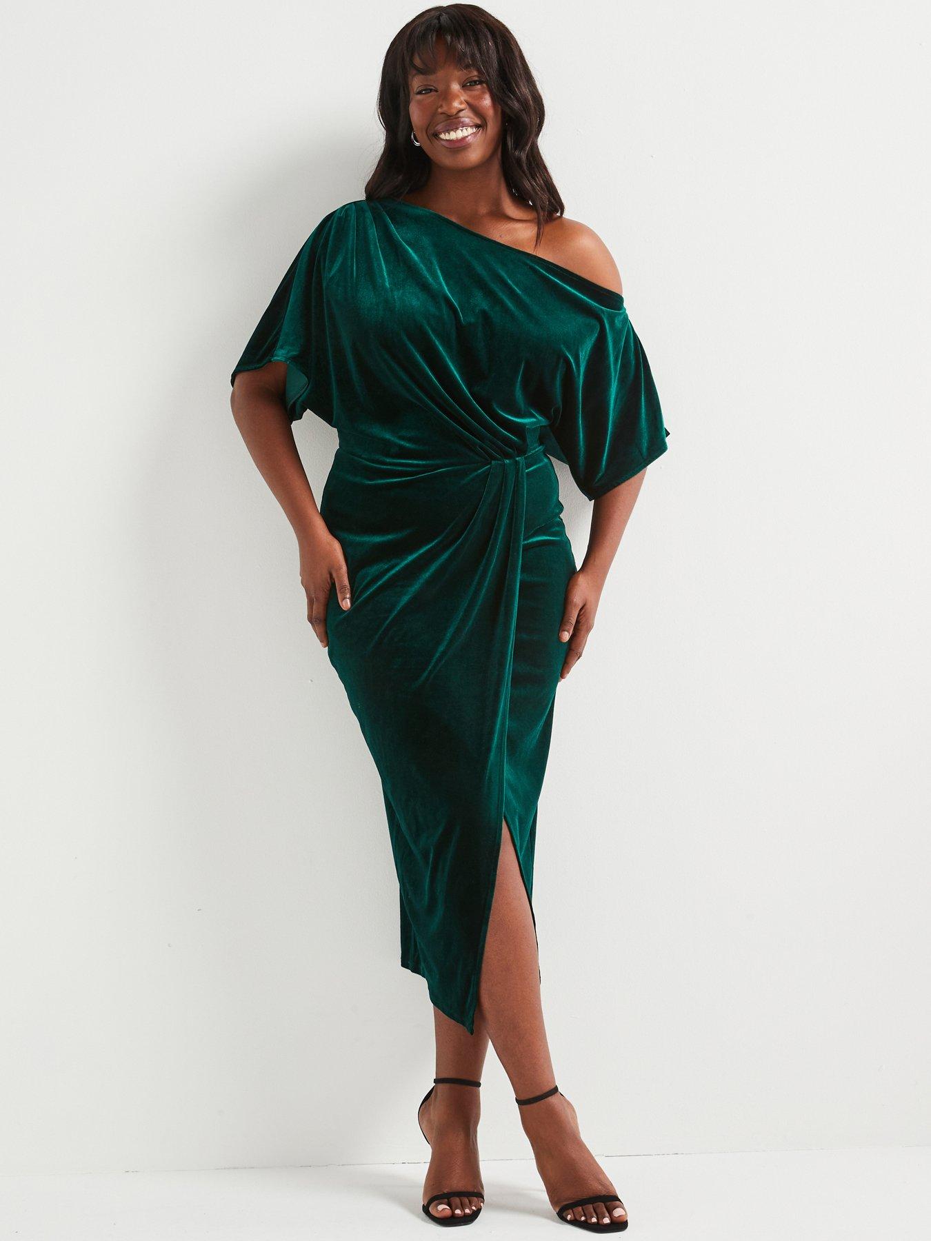 v-by-very-curve-off-the-shoulder-stretch-velvet-midi-dress-green