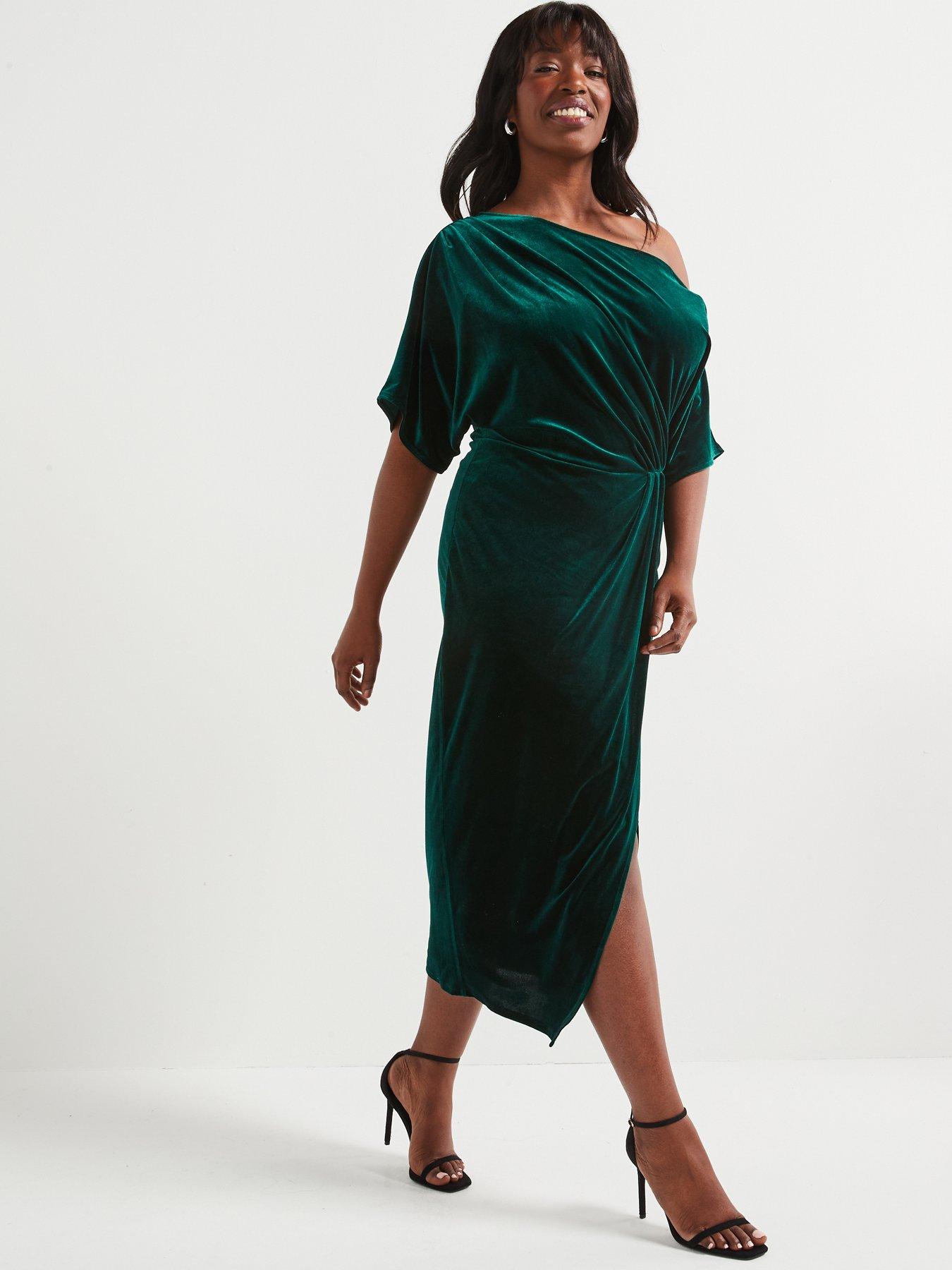 v-by-very-curve-off-the-shoulder-stretch-velvet-midi-dress-greendetail