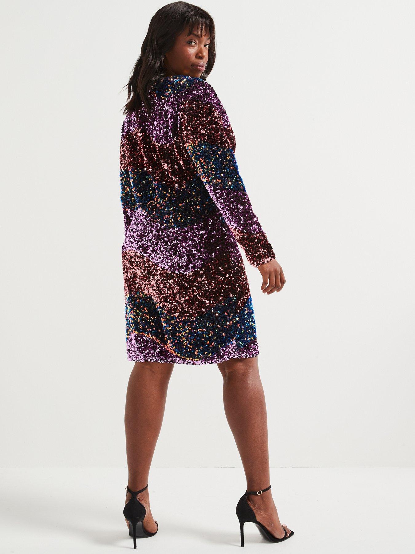 v-by-very-curve-sequin-neck-mini-dress-multistillFront