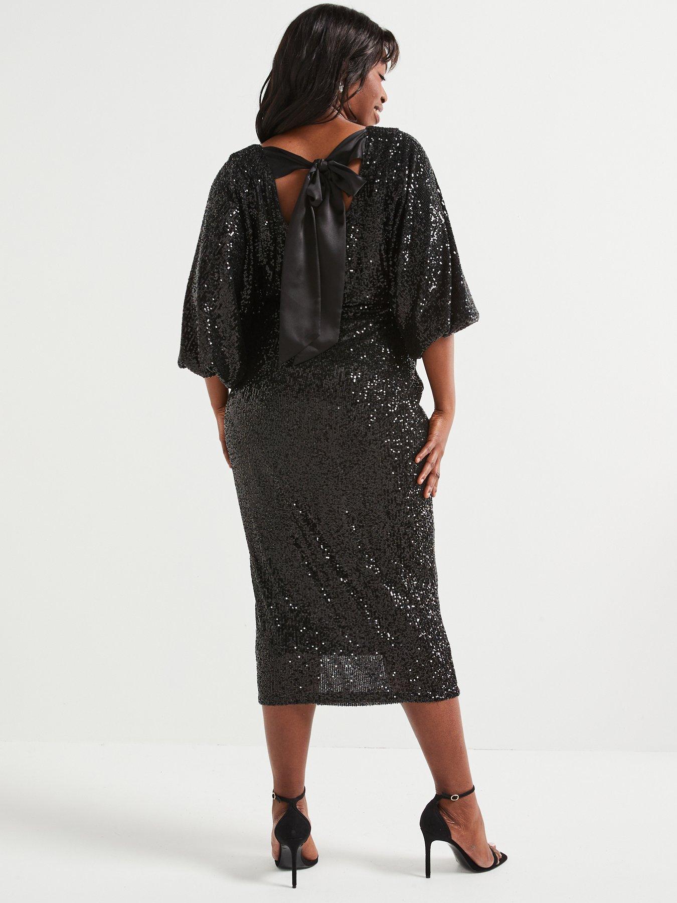 v-by-very-curve-long-sleeve-bow-back-sequin-midi-dress-blackstillFront