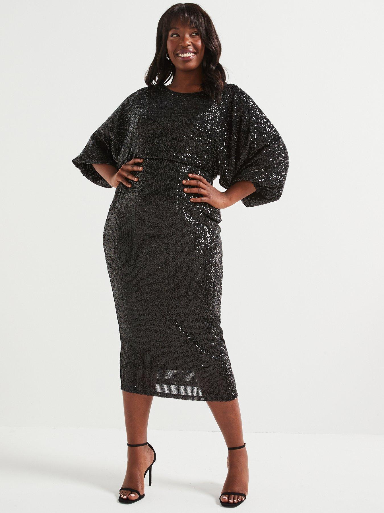 v-by-very-curve-long-sleeve-bow-back-sequin-midi-dress-blackback