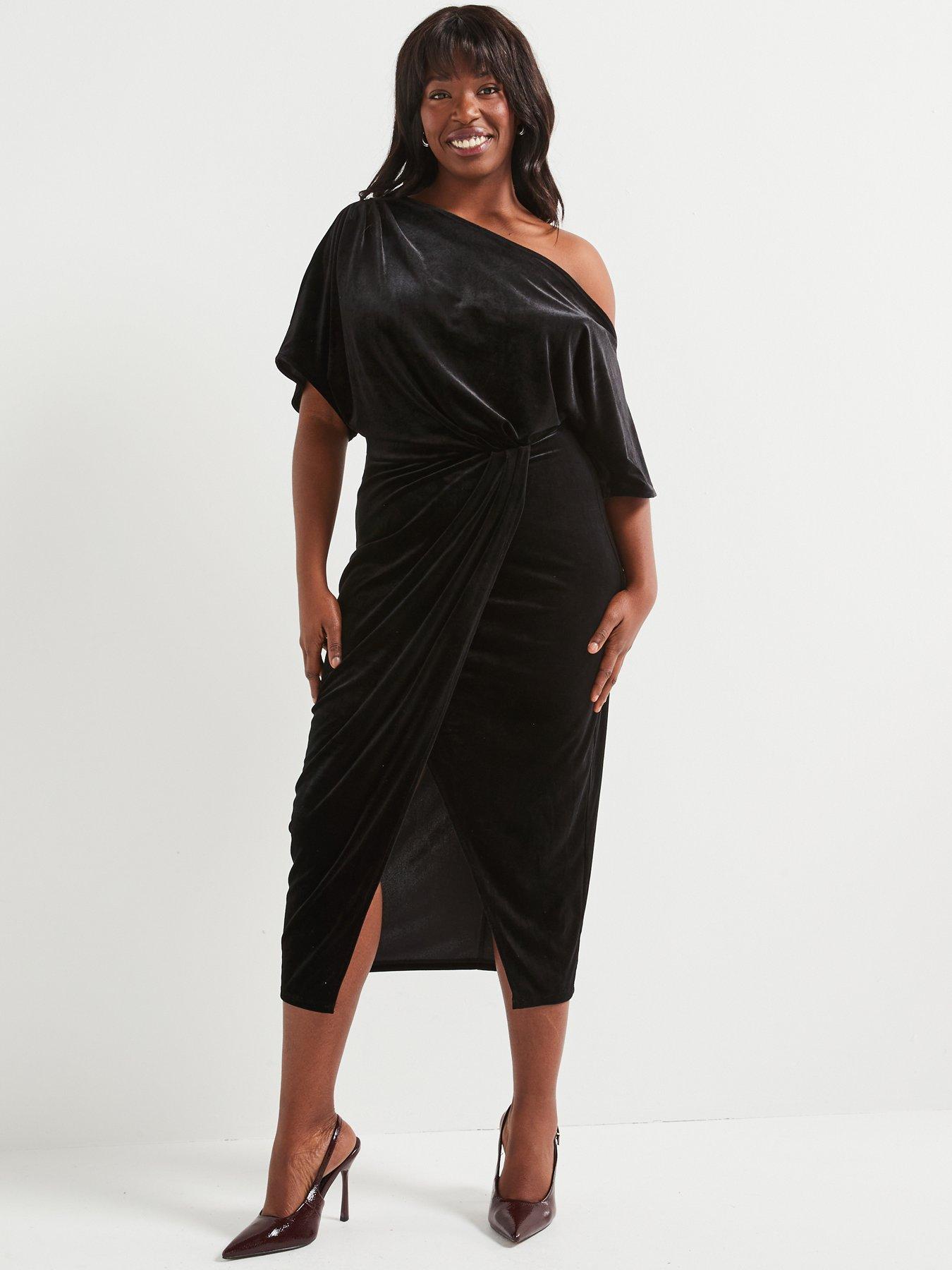 v-by-very-curve-off-the-shoulder-stretch-velvet-midi-dress-blackdetail