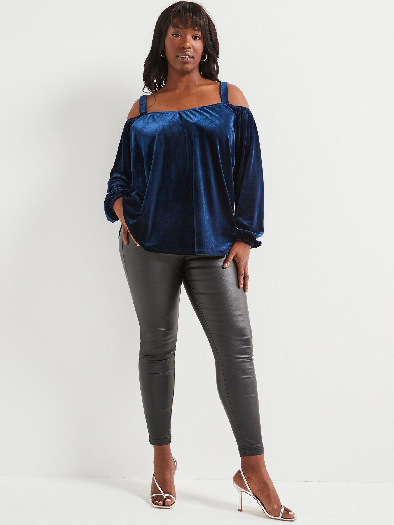 v-by-very-curve-velvet-cold-shoulder-top-blueback