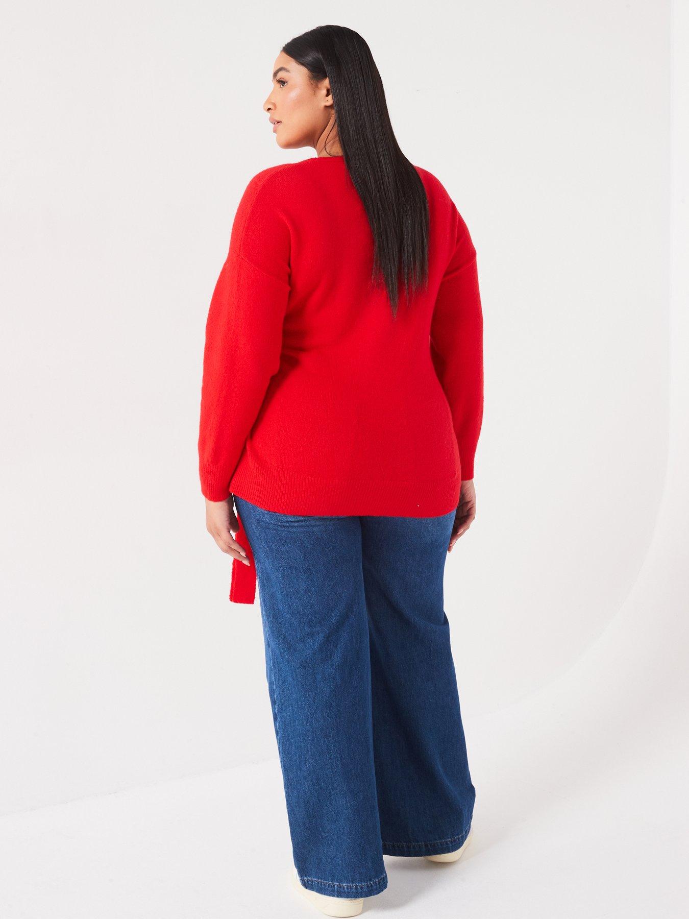 Image 2 of 6 of V by Very Curve Longline Wrap Jumper - Red