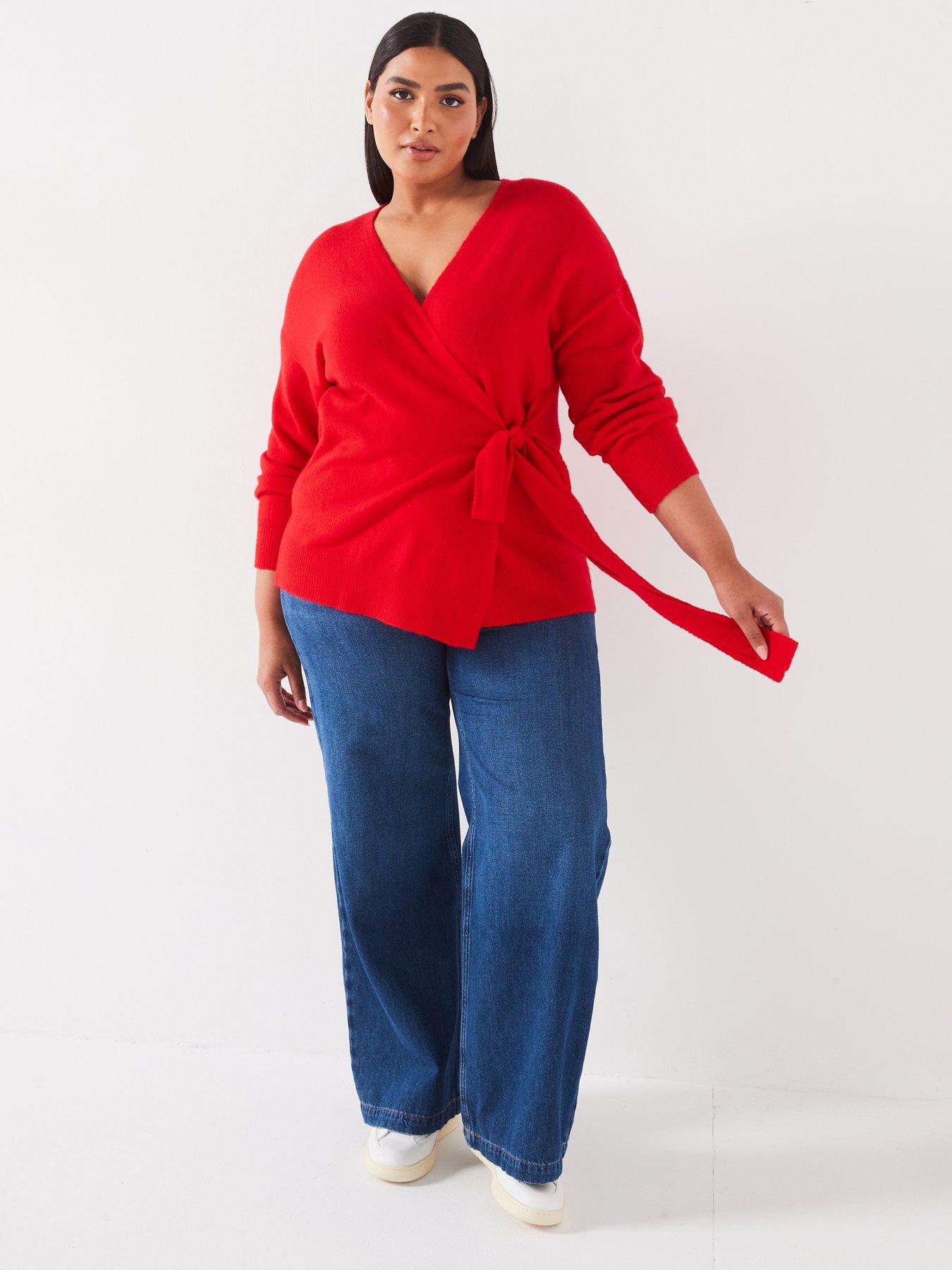 Image 3 of 6 of V by Very Curve Longline Wrap Jumper - Red