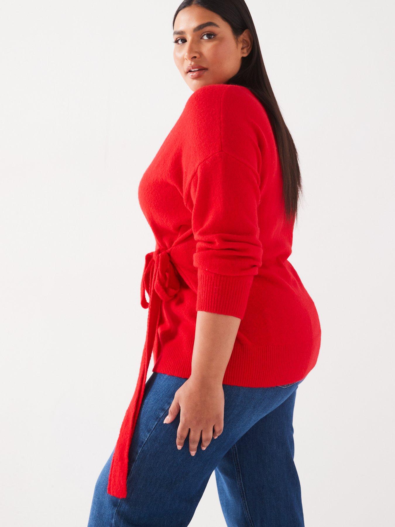 Image 5 of 6 of V by Very Curve Longline Wrap Jumper - Red