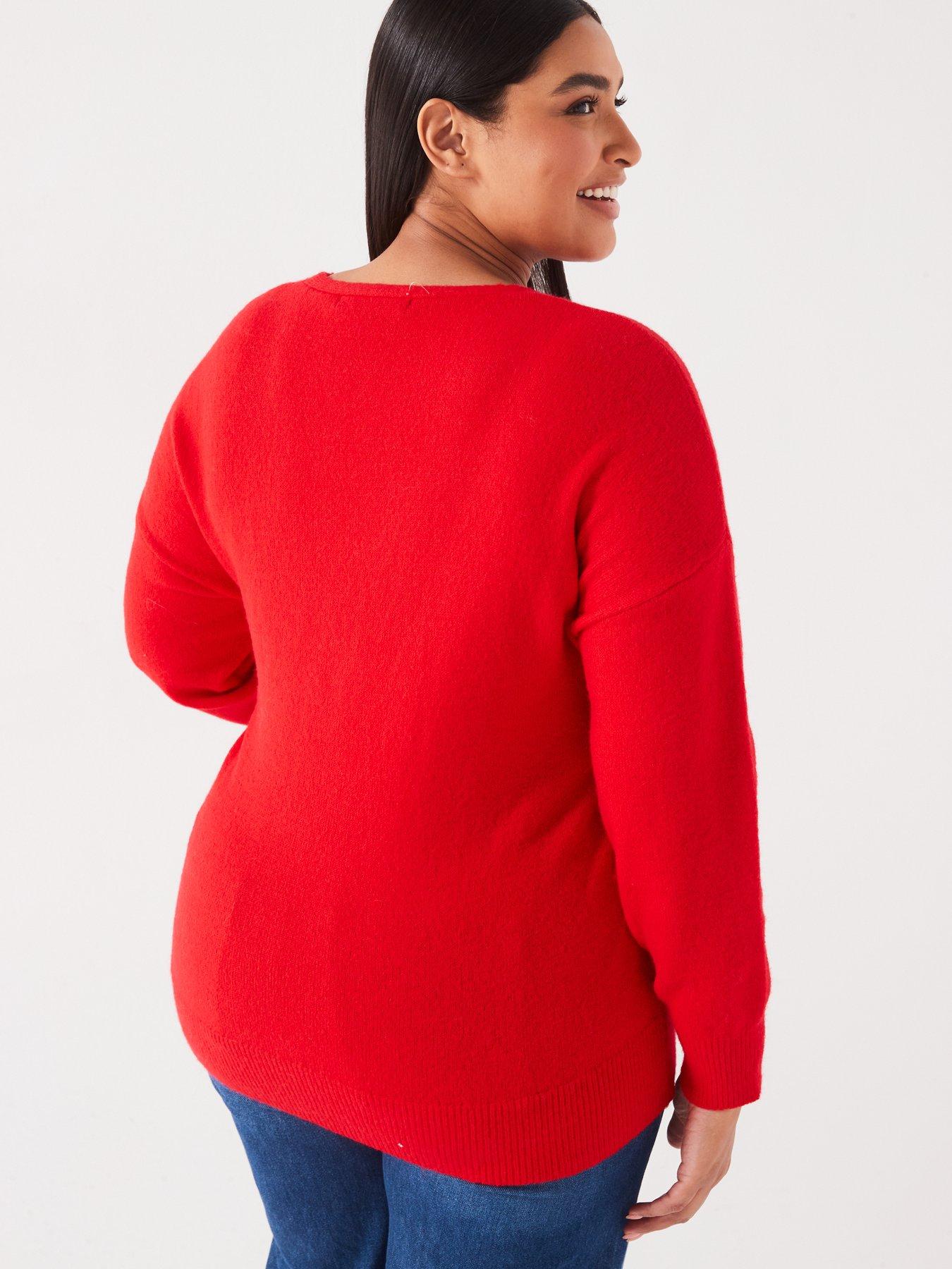 Image 6 of 6 of V by Very Curve Longline Wrap Jumper - Red