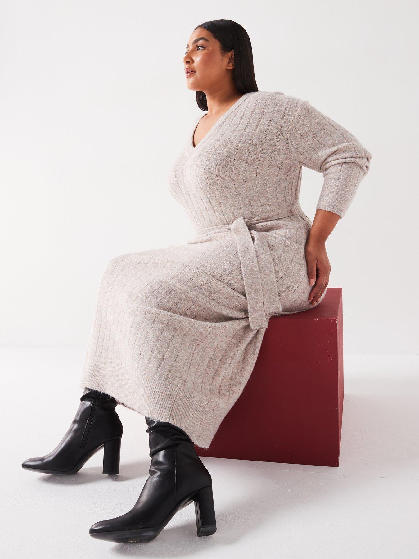 v-by-very-curve-v-neck-knitted-dress-beigeoutfit