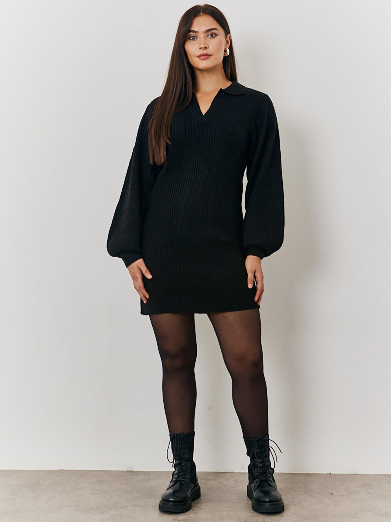 in-the-style-exclusive-knitted-collar-detail-jumper-dress-blackback